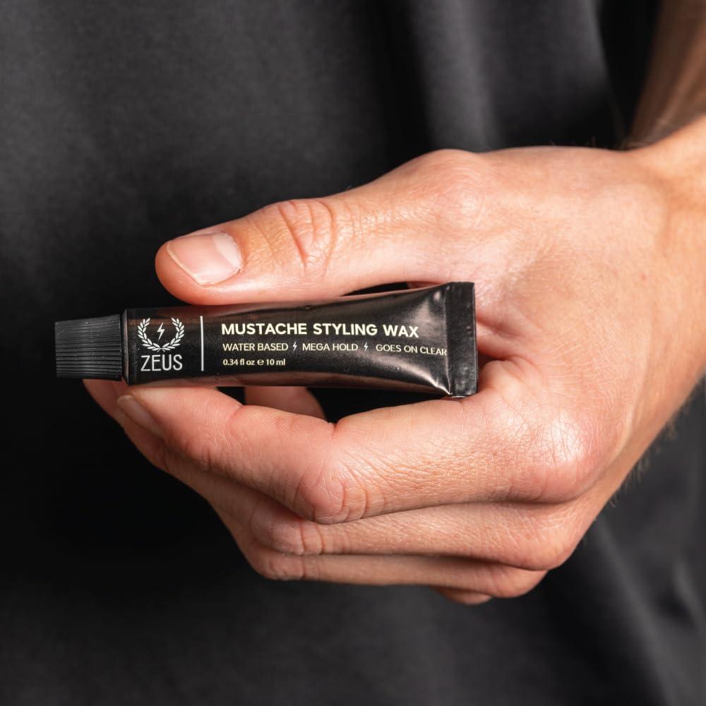 ZEUS ZEUS Mustache Styling Wax, Mega Hold Water Based Mustache Wax for Men (SINGLE)