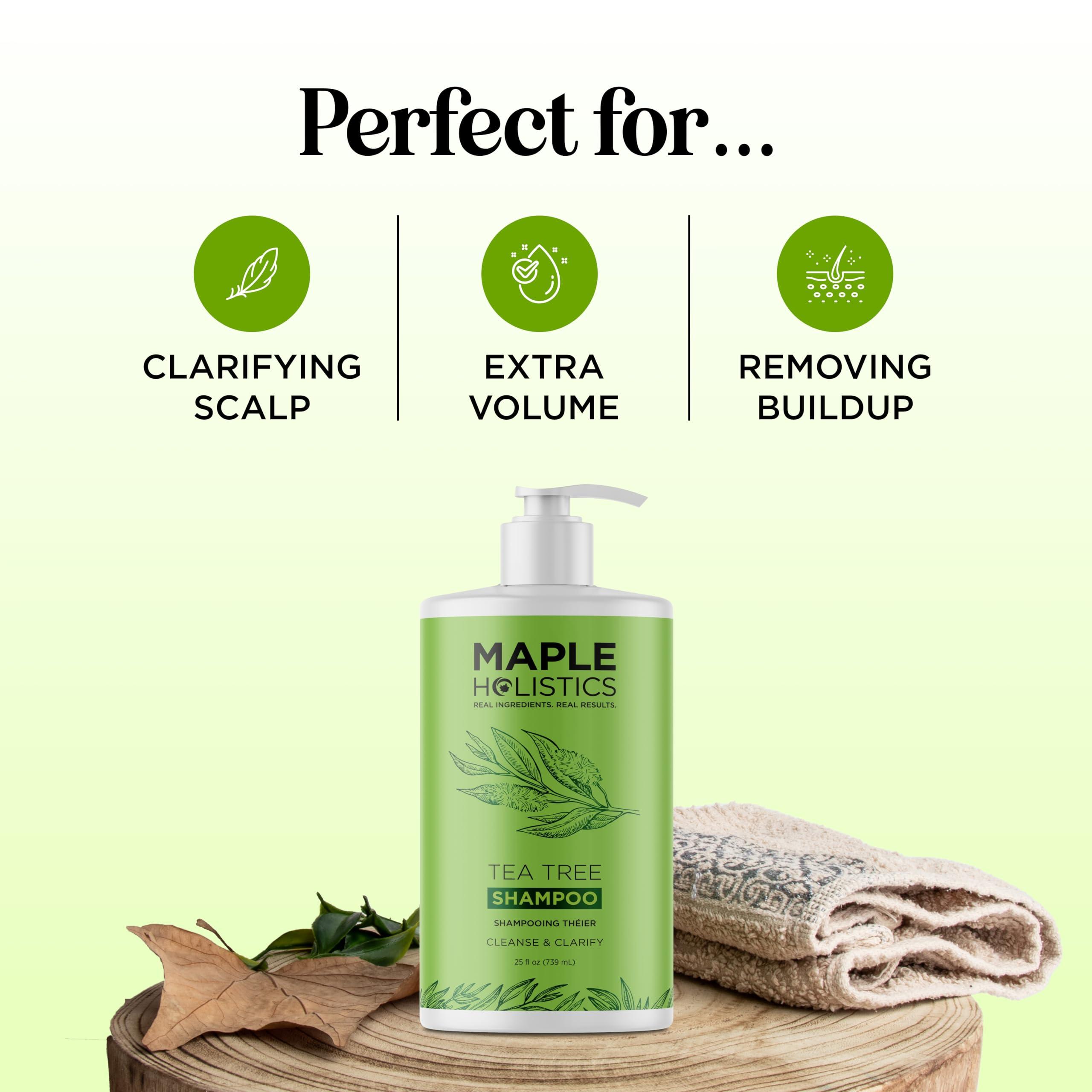 Maple Holistics Maple Holistics Tea Tree Oil Shampoo Sulfate Free - Deep Cleansing Vegan Tea Tree Shampoo for Oily Hair and Scalp - Daily for Build up with Rosemary Essential Oil for All Hair Types 25 Fl Oz
