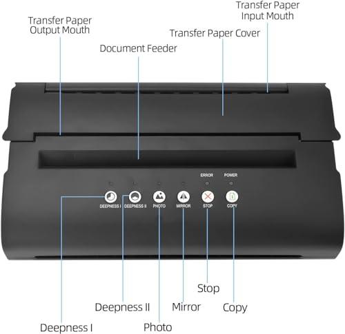 HDCCDM HDCCDM Portable Tattoo Stencil Printer, Tattoo Transfer Thermal Copier Machine, Rechargeable Mini Printer 2023 Update Version, Compatible for iOS Phone