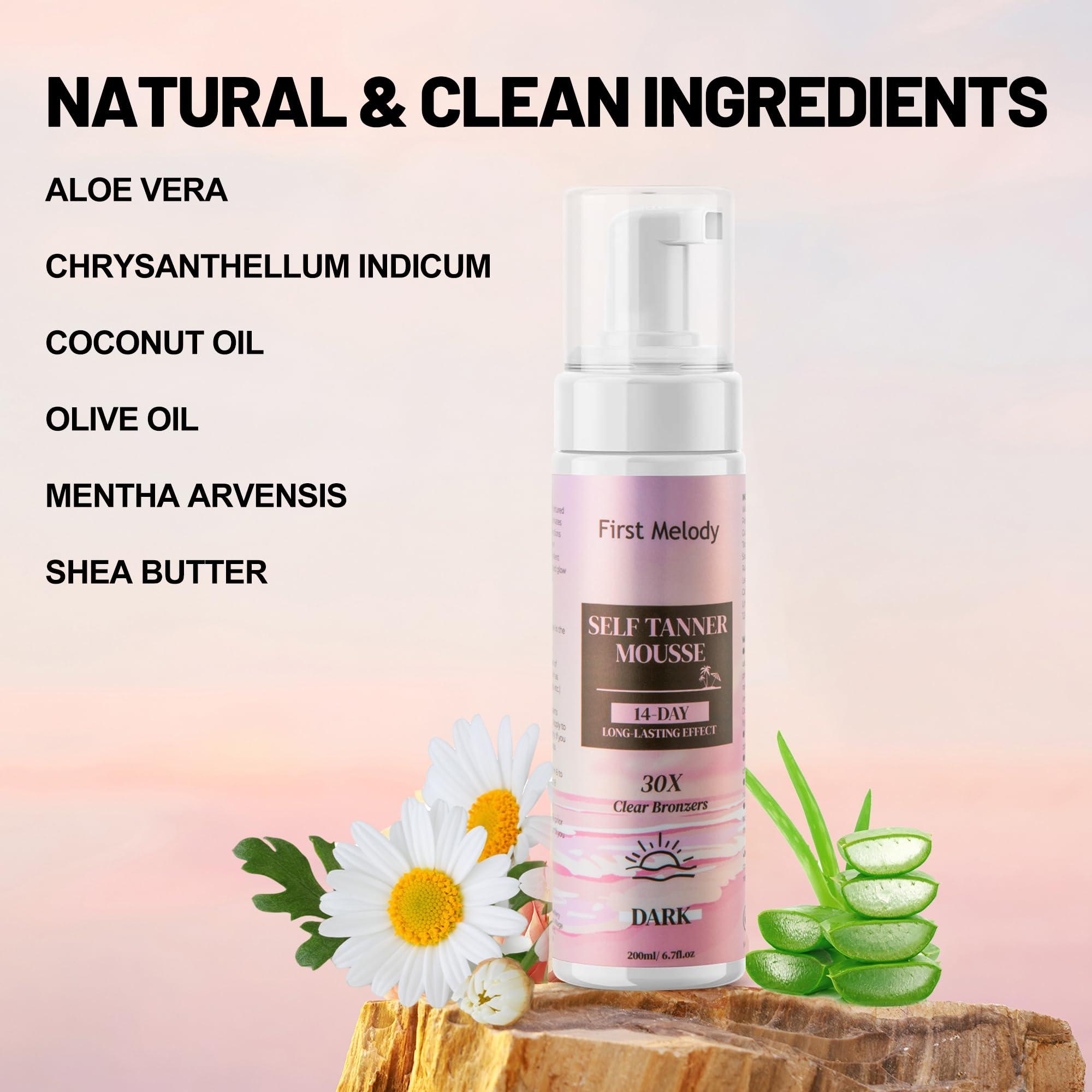 First Melody Self Tanner Mousse - Medium to Dark Gradual Self Tanner Foam, Sunless Tanner, Natural Self Tanner Mousse (Mousse-2)