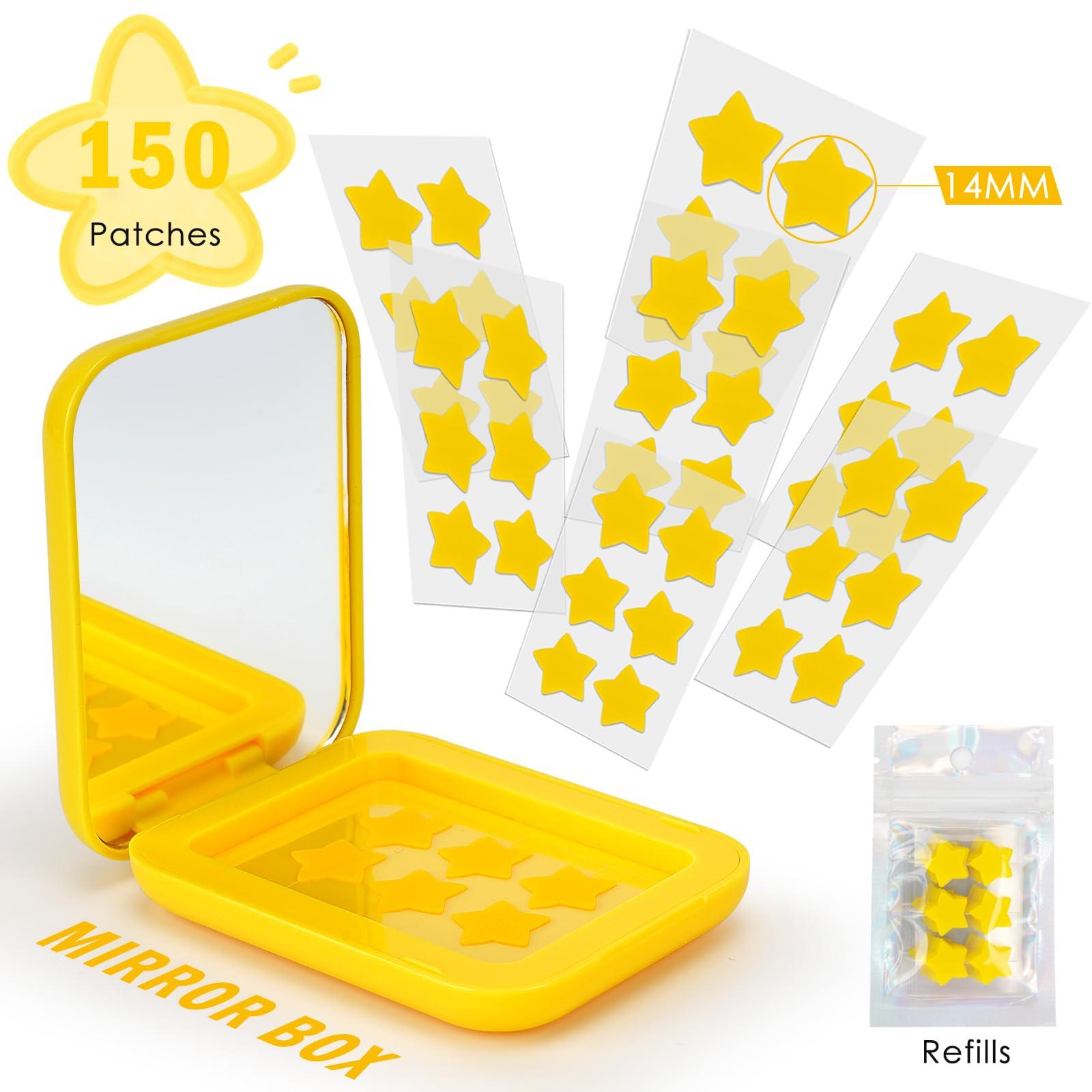 AUSLKA AUSLKA Star Pimple Patches - 150 Count - Hydrocolloid Pimple Patches,Cute Star Shape, Yellow Color,Spot Stickers For Face And Skin,Temporary Mirror