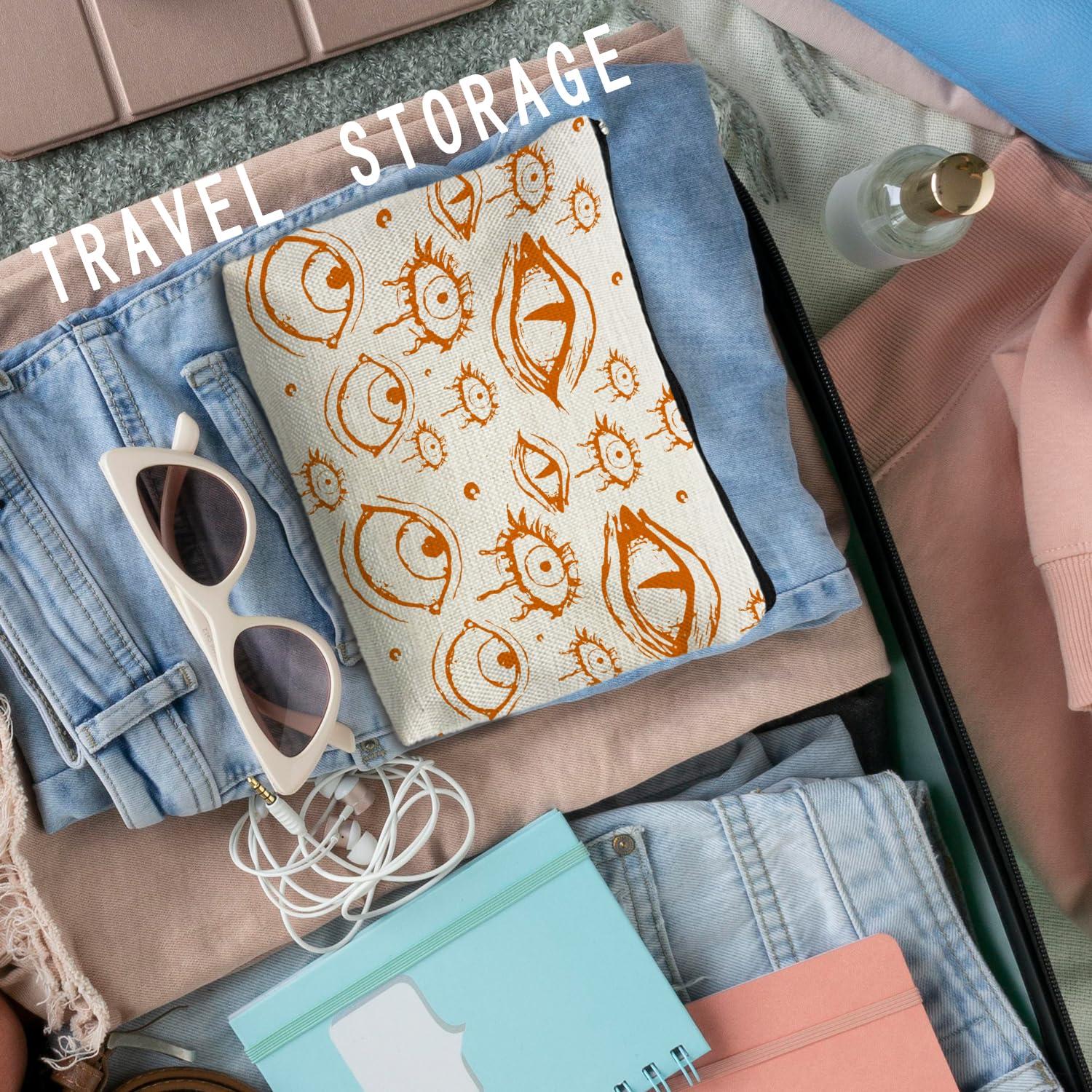 RYYCDOI RYYCDOI Goth Makeup Bag, Mystical Gothic Evil Eyes Witchy Cosmetic Bag Toiletry Bag for Women, Witch Stuff, Halloween Makeup Bag, Halloween Gifts for Women(orange eye)