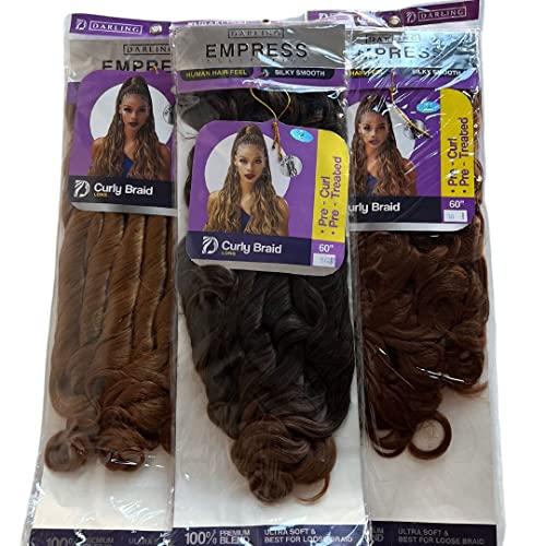 Darling Empress Collection Darling Empress Collection Curly Braid Hair Extensions, Pre-Stretched, Human Hair Feel Soft Texture, Long Wavy Professional Soft Natural Texture Braid Hair, 60 Inch, (Color 30)