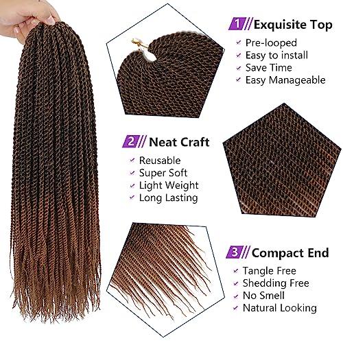 DDvation Crochet Braids Senegalese Twist Crochet Hair 7 Packs Pre Looped Micro Senegalese Twist Braiding Hair Ombre Crochet Braids for Women (24inch, T30)