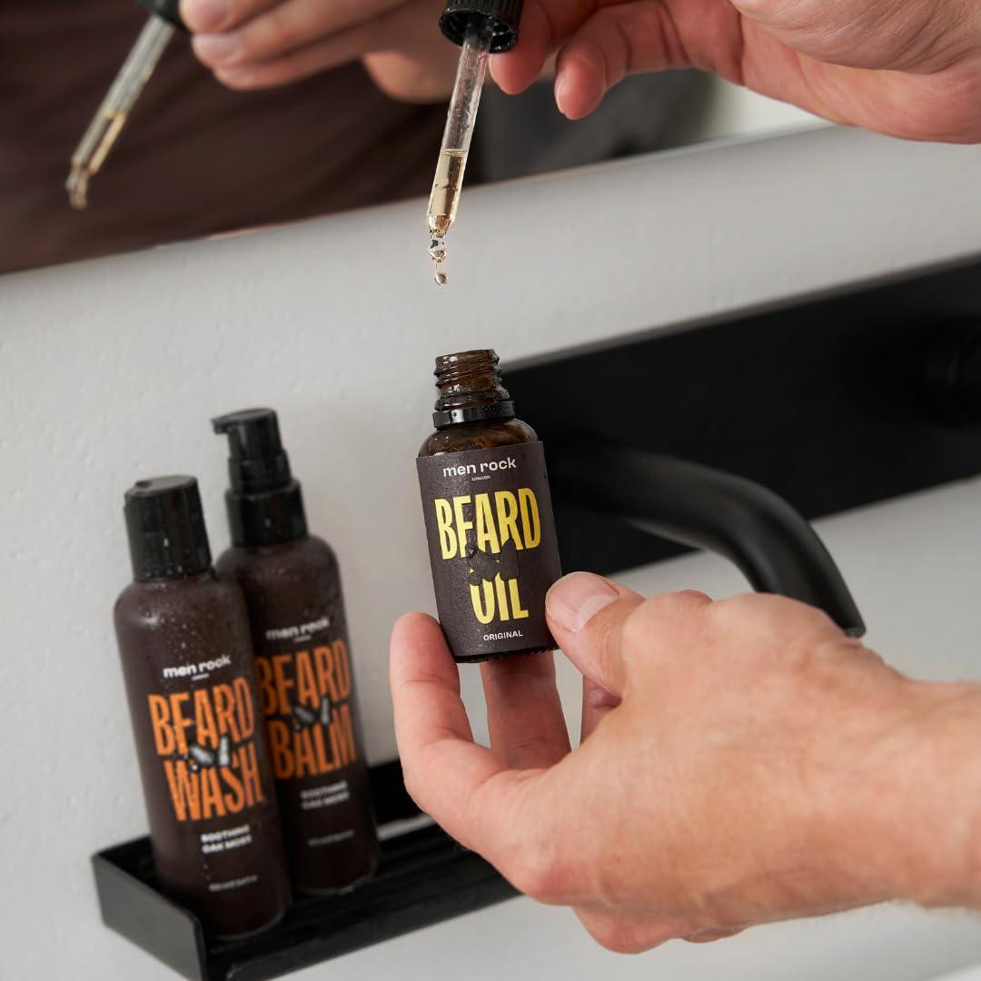 Men Rock Men Rock Beardy Beloved Soothing Essential Beard Kit - Oak Moss for Men - 3 Pc 3.4oz Soothing Beard Wash - Oak Moss, 3.4oz Soothing Beard Balm - Oak Moss, 1oz Beard Oil - Original