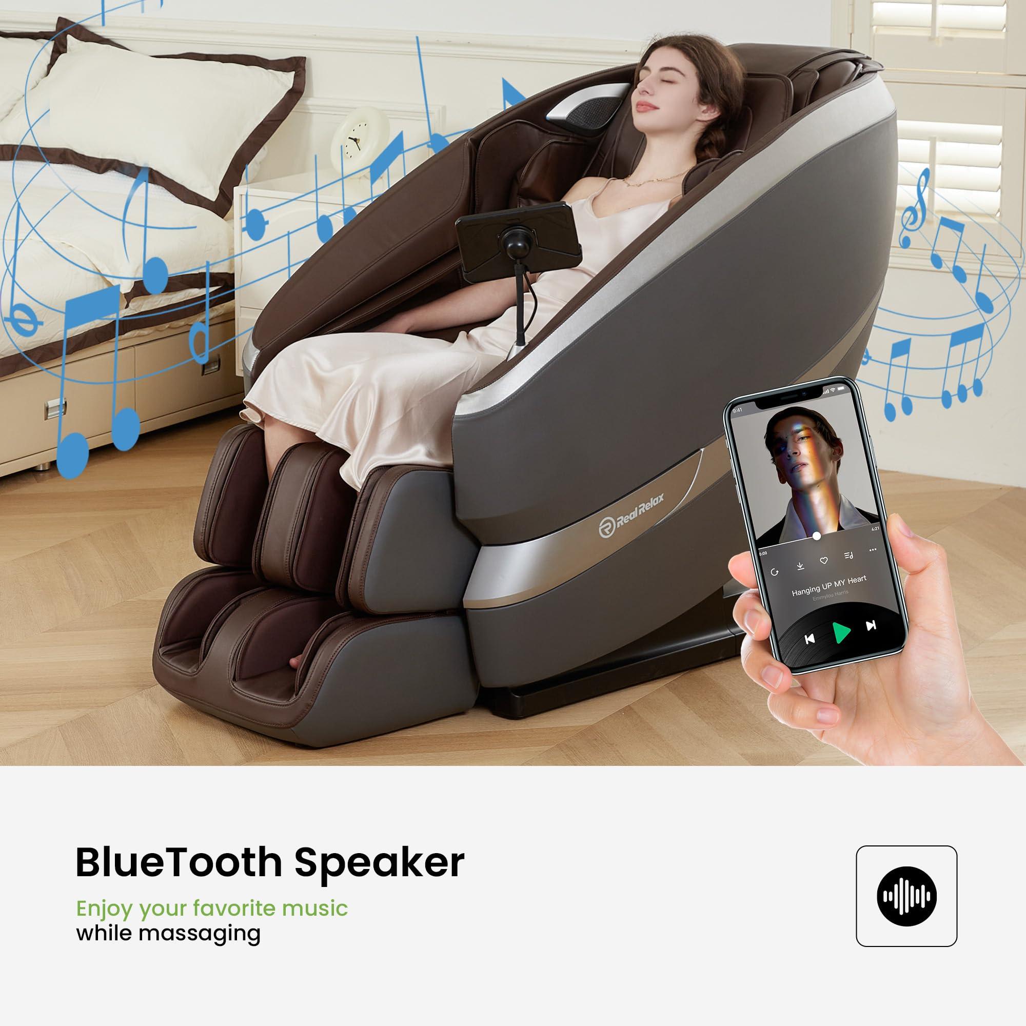 Real Relax Real Relax Massage Chair Full Body of Dual-core S Track, 12 Auto Modes, Back and Calves Heating, Zero Gravity Massage Recliner Chair, FS01 Brown