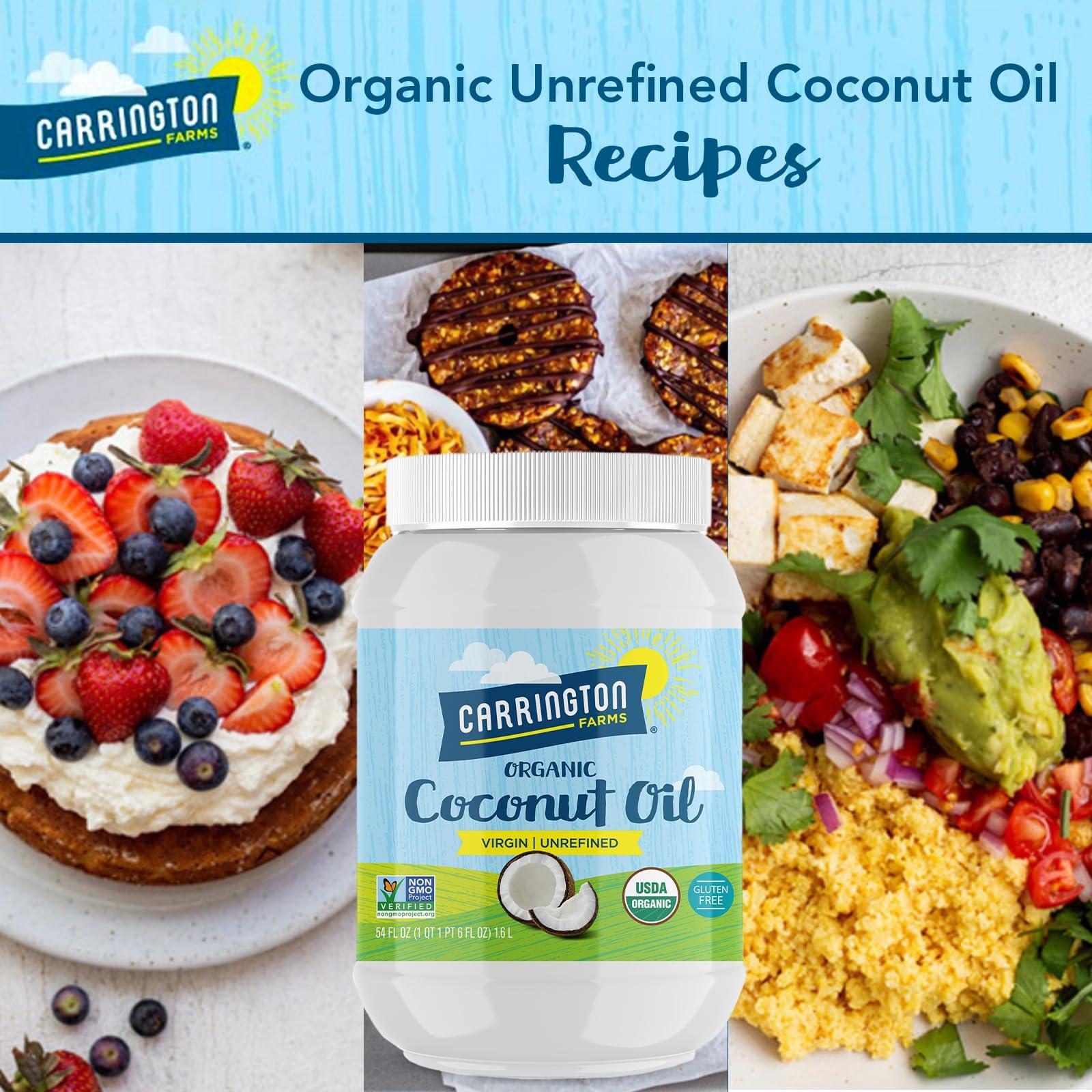 Carrington Farms Carrington Farms Organic Refined Coconut Oil, Cold-Pressed, Non-GMO, Gluten-Free, Perfect for Cooking, Baking, Skin Care, Hair Oil, MCTs, 54 fl oz  Nutrient-Rich, No Trans Fats
