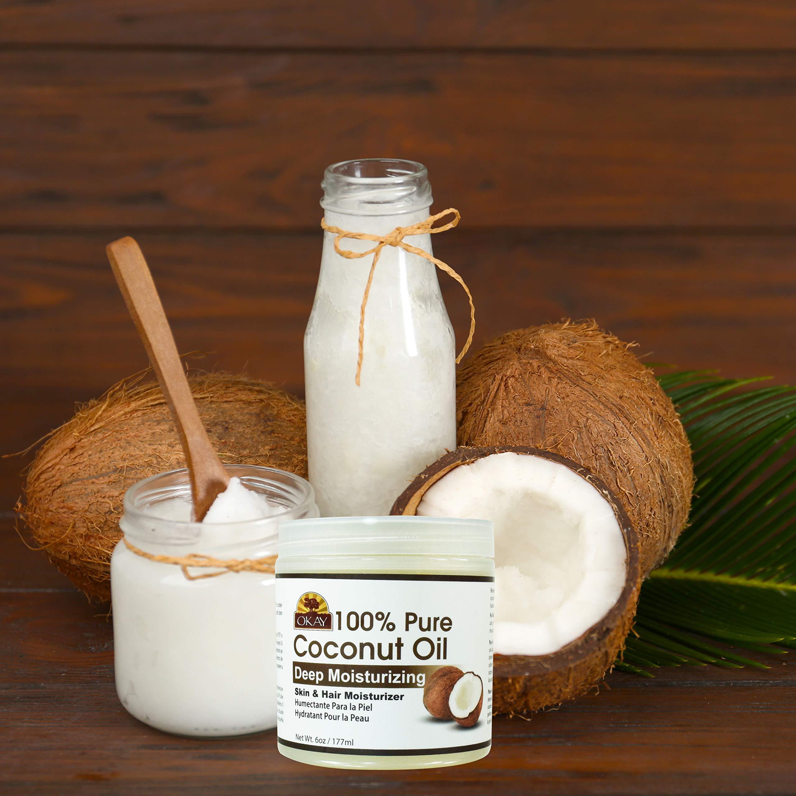 Okay Okay 100% COCONUT OIL for HAIR and SKIN in JAR 6oz / 177ml (Pack of 2)