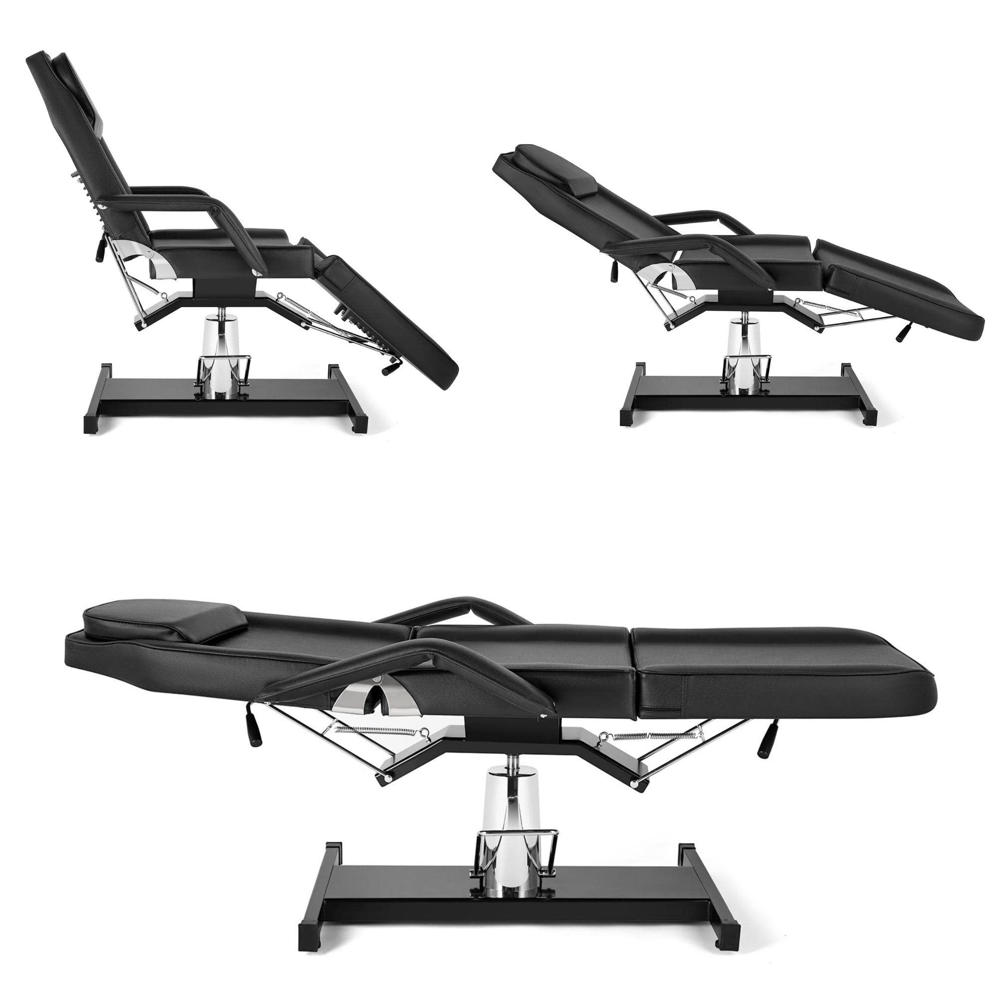 DERMALOGIC BETHANY Hydraulic Facial Chair Massage Table Lash Extension Bed Tattoo Chair Adjustable Height 23" to 29" Spa Salon Waxing Lashing Beauty Styling Studio Equipment, Black