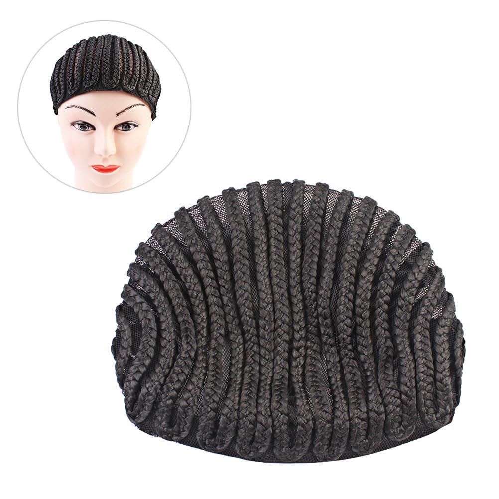 Ipetboom Ipetboom 2pcs Black Braided Wig Cap For Crochet Breathable Cornrow Wig Making Caps Cornrow Wig Cap Braid Headgear for Easier Sew