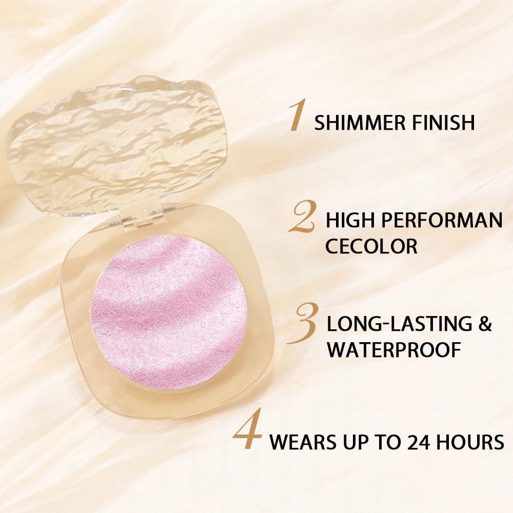 CAKAILA Single Glitter Shimmer Pink Light Purple Eyeshadow,Bright High Pigment Intense Monochrome Eye Shadow,Buildable Sparkly Eye Glitter Shimmer Finish,24 Hour Eye Makeup Longwear Waterproof,Blendable