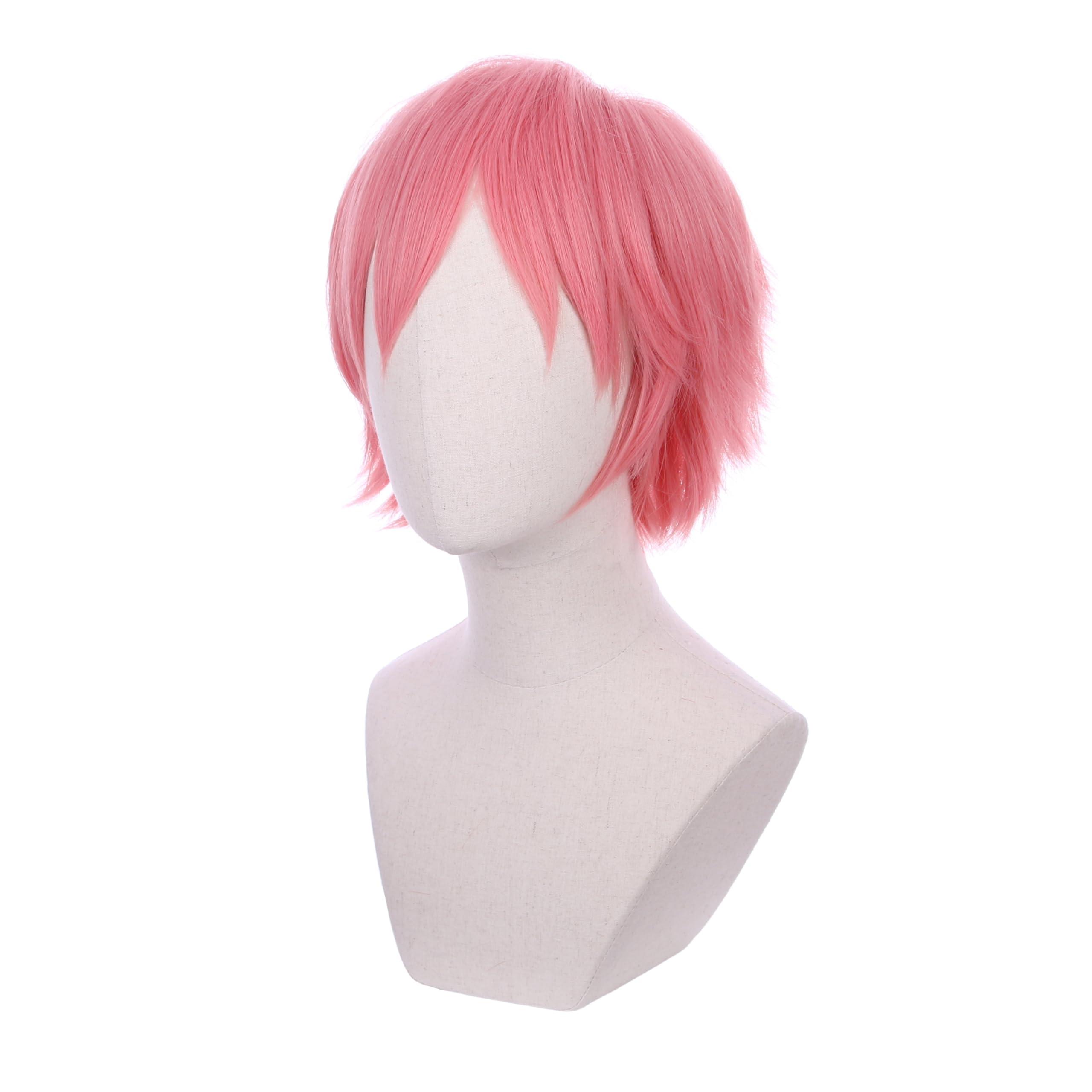 Edivd Edivd Pink Wig for Kids Girls Short Pink Wig with Bangs for Cosplay Heat Resistant Synthetic Wig with Wig Cap