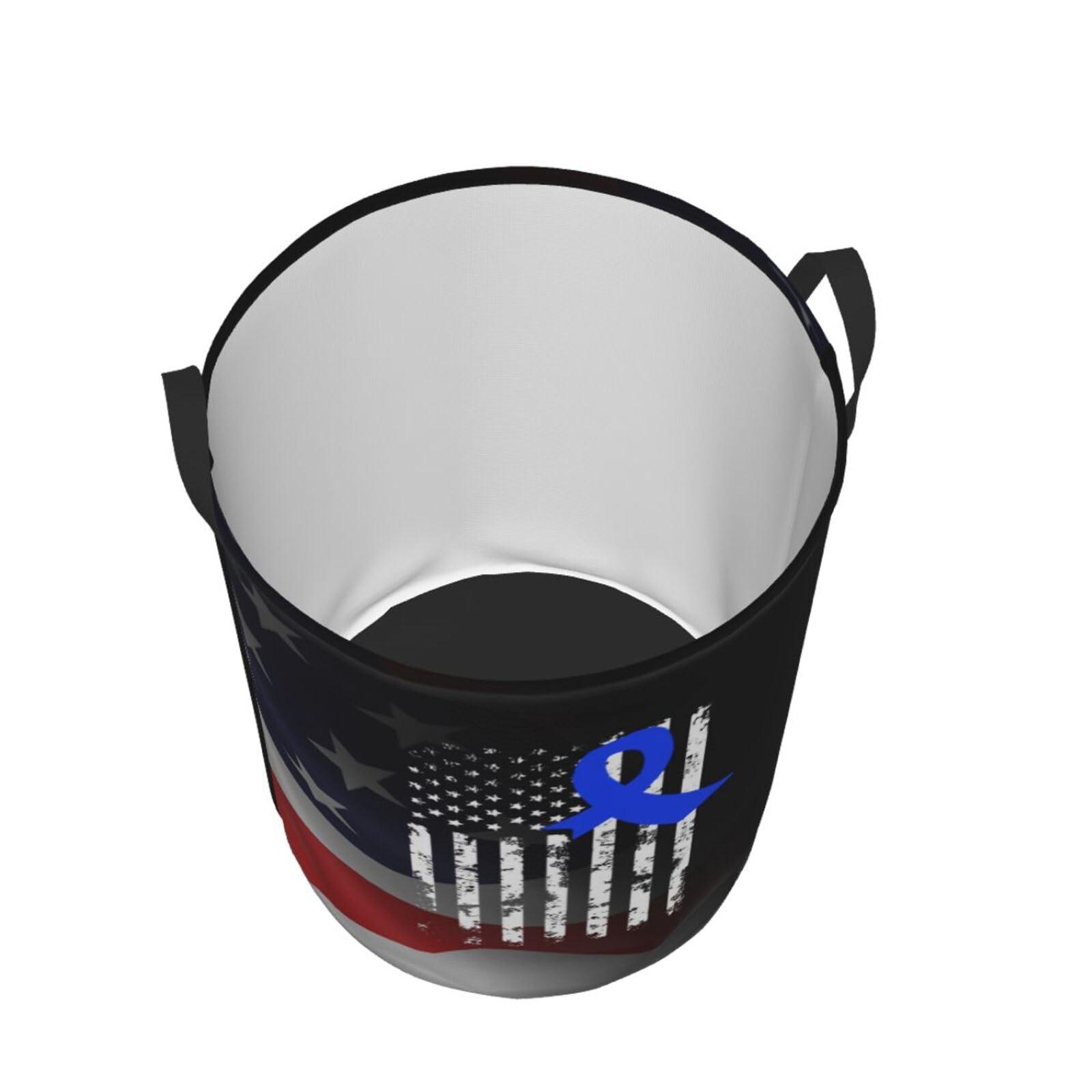 Qauirfe Alopecia Areata Awareness America Flag Blue Ribbon Circular Hamper Lasting Organization Bedroom Bathroom Dcor