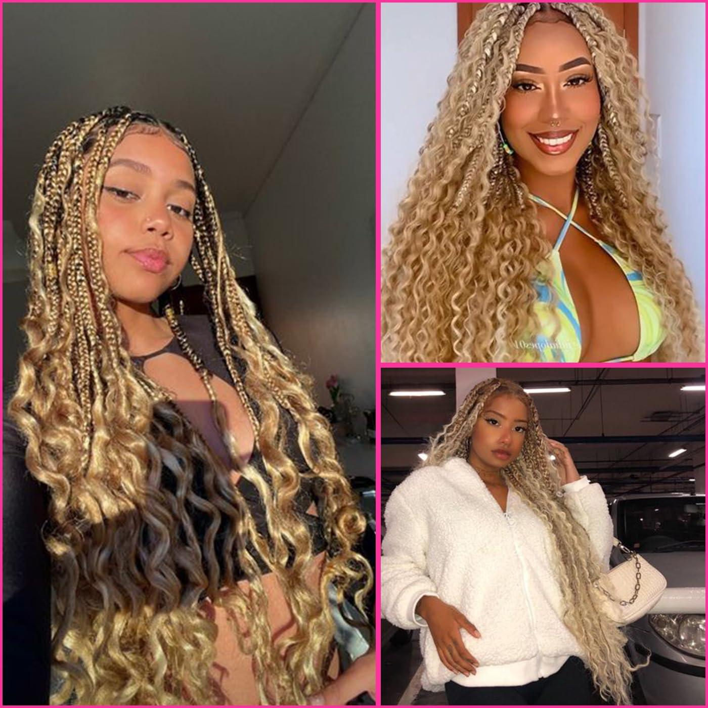 RESACA RESACA Deep Wave Bulk Human Hair for Braiding 22 Inch 50g 1 Bundle Boho Braids Human Hair Water Wet and Wavy 100% Unprocessed Brazilian Virgin Hair Extensions Kinky Curly #27