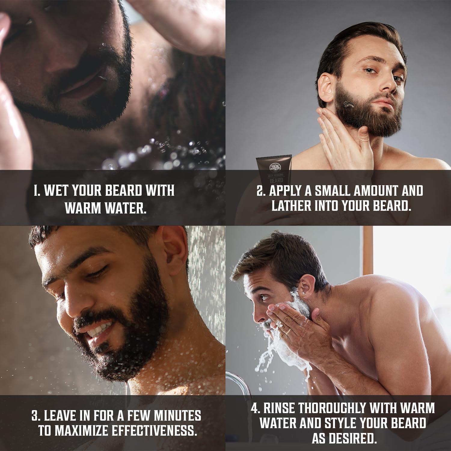 Viking Revolution Viking Revolution Mens Beard Dye for Men Dark Brown - Grey Reducing Shampoo Beard Coloring for Men - Mens Beard Color Mustache Dye - Grey Reducing Beard Wash and Conditioner -3 Pack Dark Brown