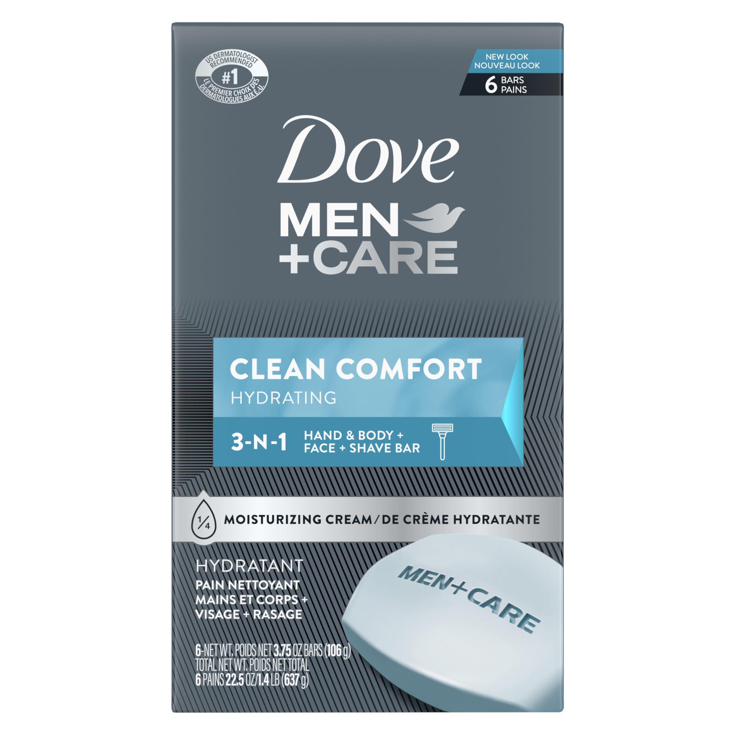 DOVE MEN + CARE DOVE MEN + CARE Body Soap and Face Bar to Hydrate Skin Clean Comfort More Moisturizing Than Bar Soap 3.75 oz 6 Bars