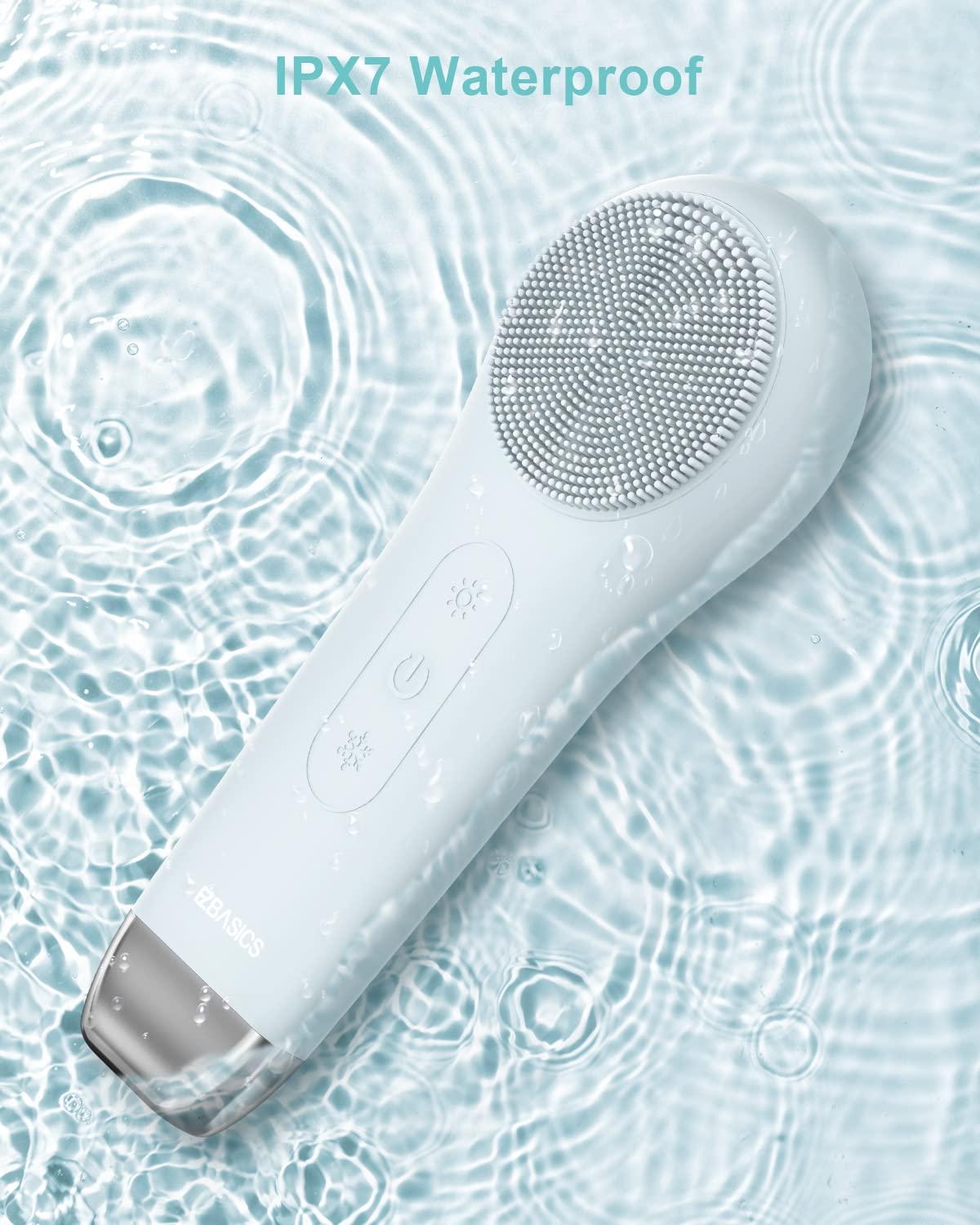 EZBASICS EZBASICS Facial Cleansing Brush face Scrubber Waterproof Face Scrub Brush for Men & Women Rechargeable Face Brushes for Facial Electric Silicone Face Scrubber Cleanser Brush 1 Pack+3 Modes Light Grey