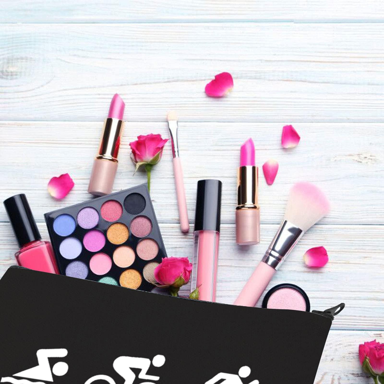 BDPWSS BDPWSS Triathlon Gifts Swim Bike Run Cosmetic Makeup Bag Travel Pouch For Women Triathlete Inspirational Gift Triathlon Lover Gift (swim bike run bl)