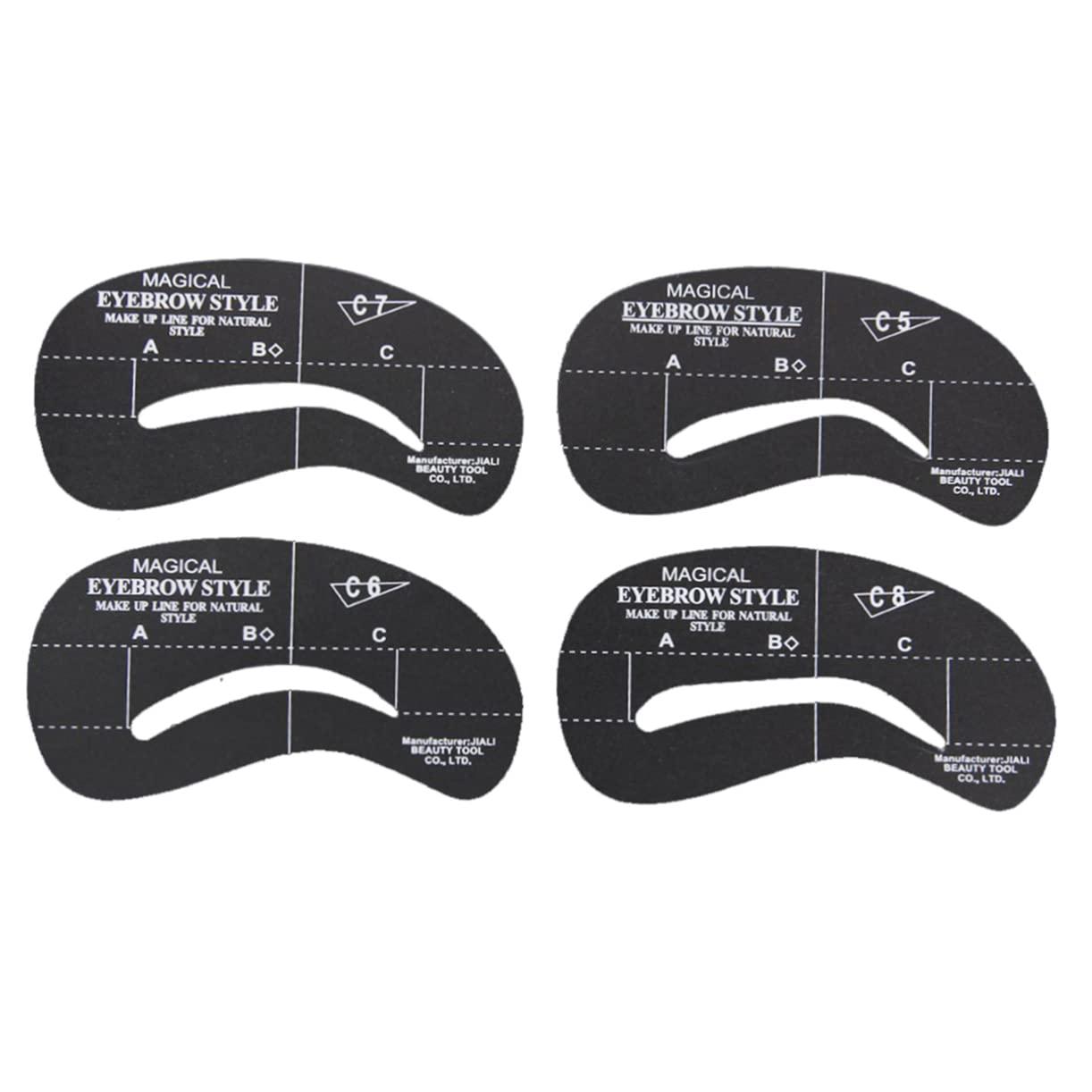 Housoutil Housoutil 72 Pcs 6 Sets Eyebrow Template Stencils Refill Liner Shapers Formula Curler Eyelashes Lip Lids Kits Pre Retractable Eyebrow Stencil Template Eyebrow Stencils White