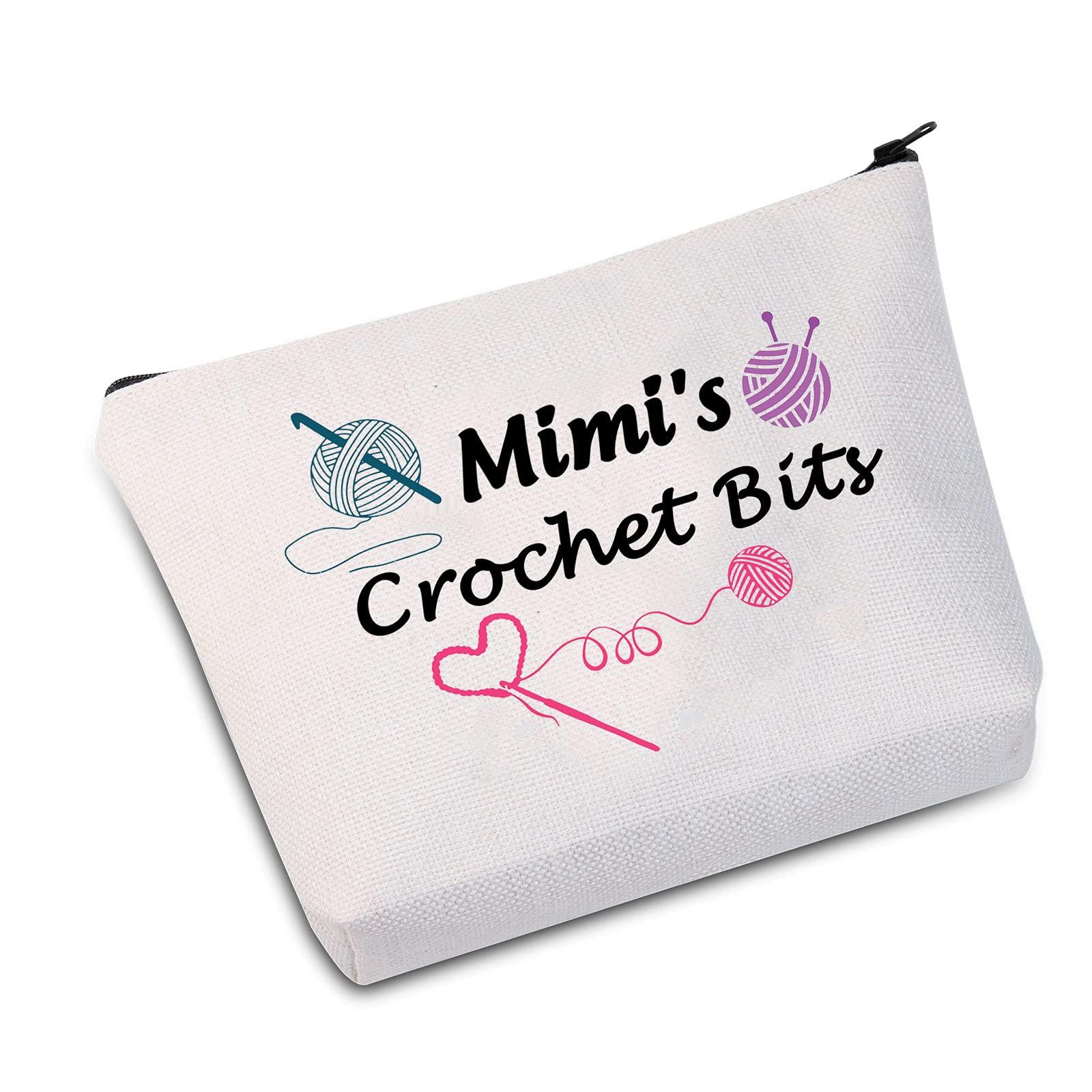 JXGZSO JXGZSO Mimi Crochet Gift Crochet Bits Crochet Accessories Bag Mimi's Crochet Bits Mothers Day Gift (Mimi's Crochet Bits White Bag)