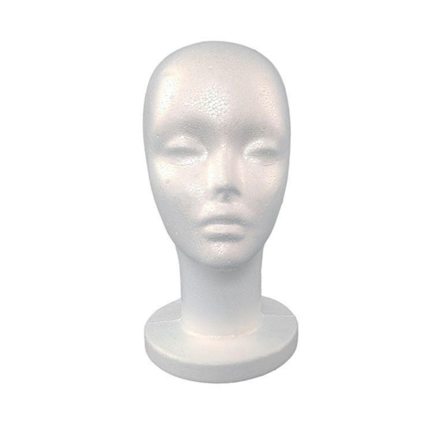 Easnea Easnea White Polystyrene Foam Mannequin Male/Female Mannequin Head Stand Model Wigs Hair Mannequins Heads Scarf Hat Cap Holder Craft Foam Wig Head for Hair Salon, DIY, Shop (Style D)
