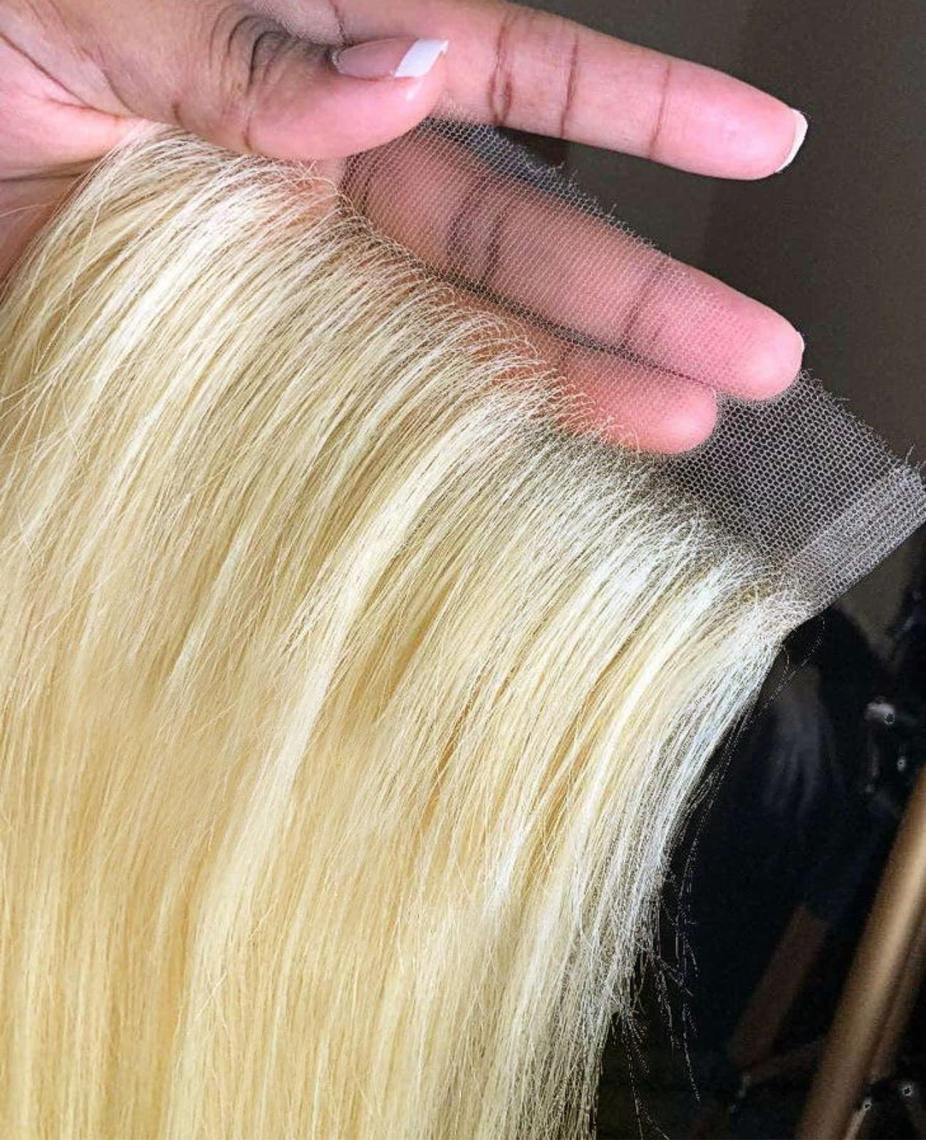 BEEOS BEEOS 6x6 HD Lace Closure Only, 613 Blonde 0.10mm Ultra-thin Invisible Swiss Lace Pre Plucked Straight Human Hair Closure 20 Inch