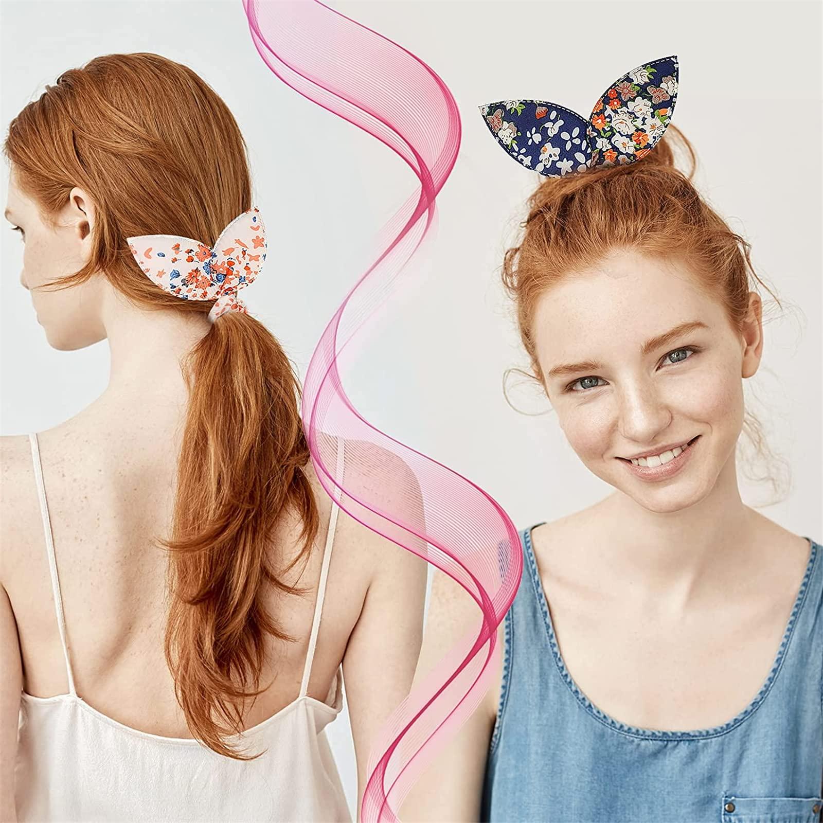 Gokame Gokame Magic Rabbit Ear Sponge Magic Hair Bun Maker, Foam Sponge Bun Twist Shaper, Dot Hair Twist Bun Sponge Donut Holder, Ponyo Styling Curl Bun Maker (4PC, Floral)