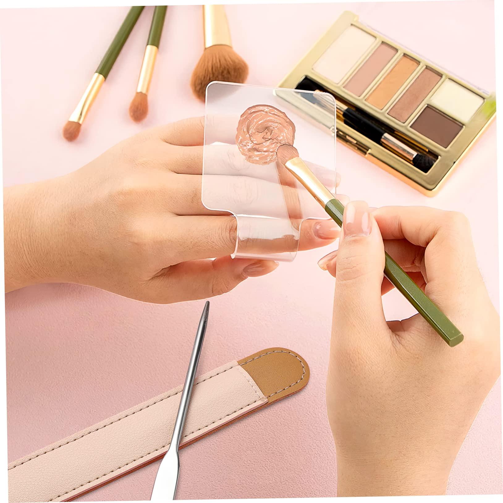 Hemoton Hemoton 2pcs Palette Makeup Foundation Make up Pallets Makeup Mixing Tray Blending Plate for Makeup Nail Cosmetic Polish Plate Acrylic Nail Paint Tray Manicure Paint Pallet Stainless Steel