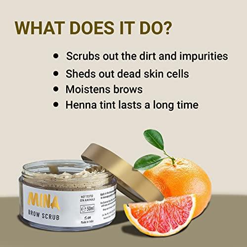 MinaiBrow MINA Brow Scrub | For Longer Lasting Henna Or Tint | Natural Extracts Gently Exfoliate The Skin | Prepare The Area For Henna Or Tint 50ml