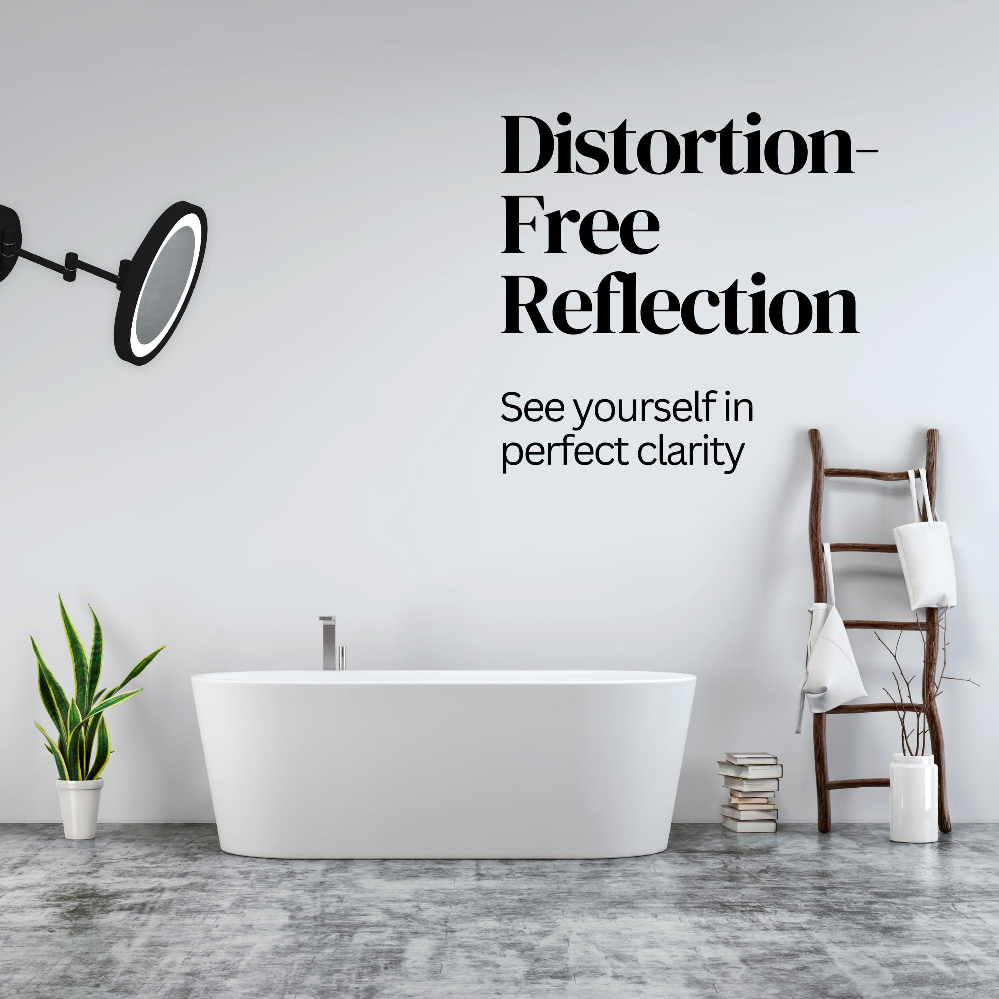 Universal Lighting and Decor Kimball and Young Matte Black Single-Sided LED Round Arm Wall Mirror