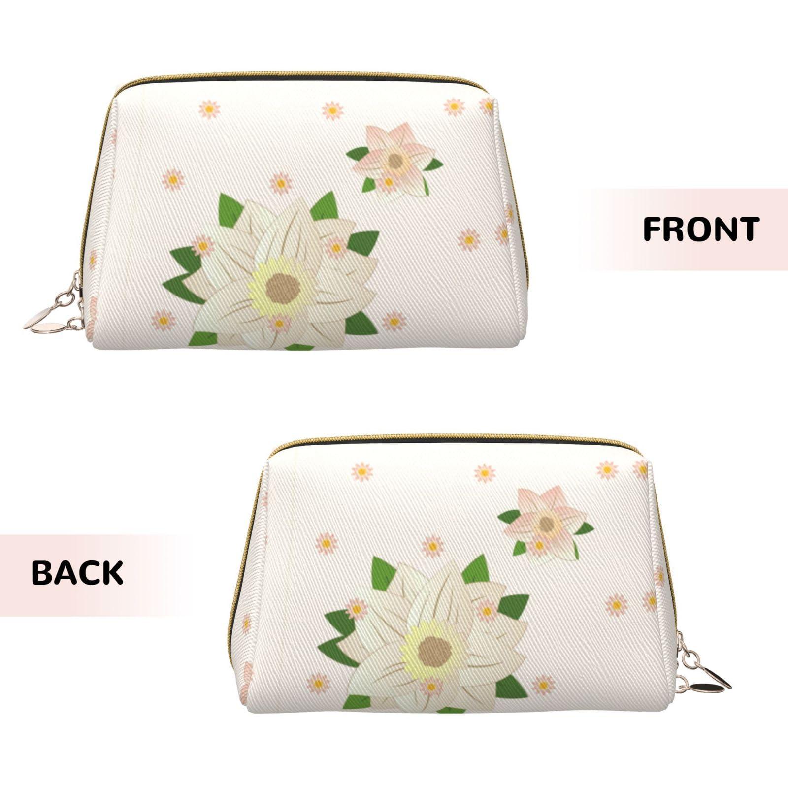 Trukd Blooming Hexagonal Whitemakeup Bag Organizer,Toiletry Cosmetic Bag,Zipper Pouch Brushes Storage Case(Large)