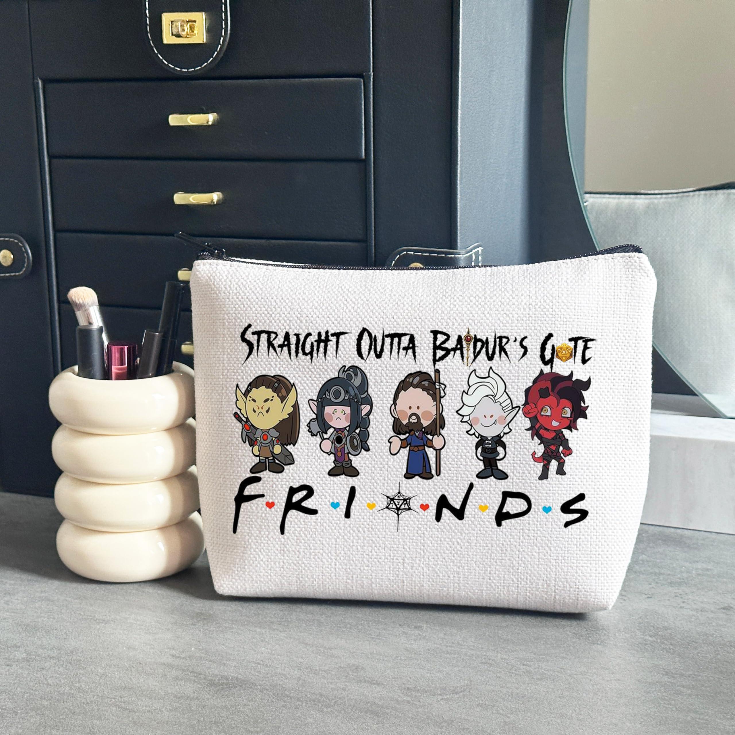 WCGXKO WCGXKO Novelty Gamer Gift Straight Outta Baldurs Gate Zipper Pouch Makeup Bag (B-Outta Baldur Gate), beige