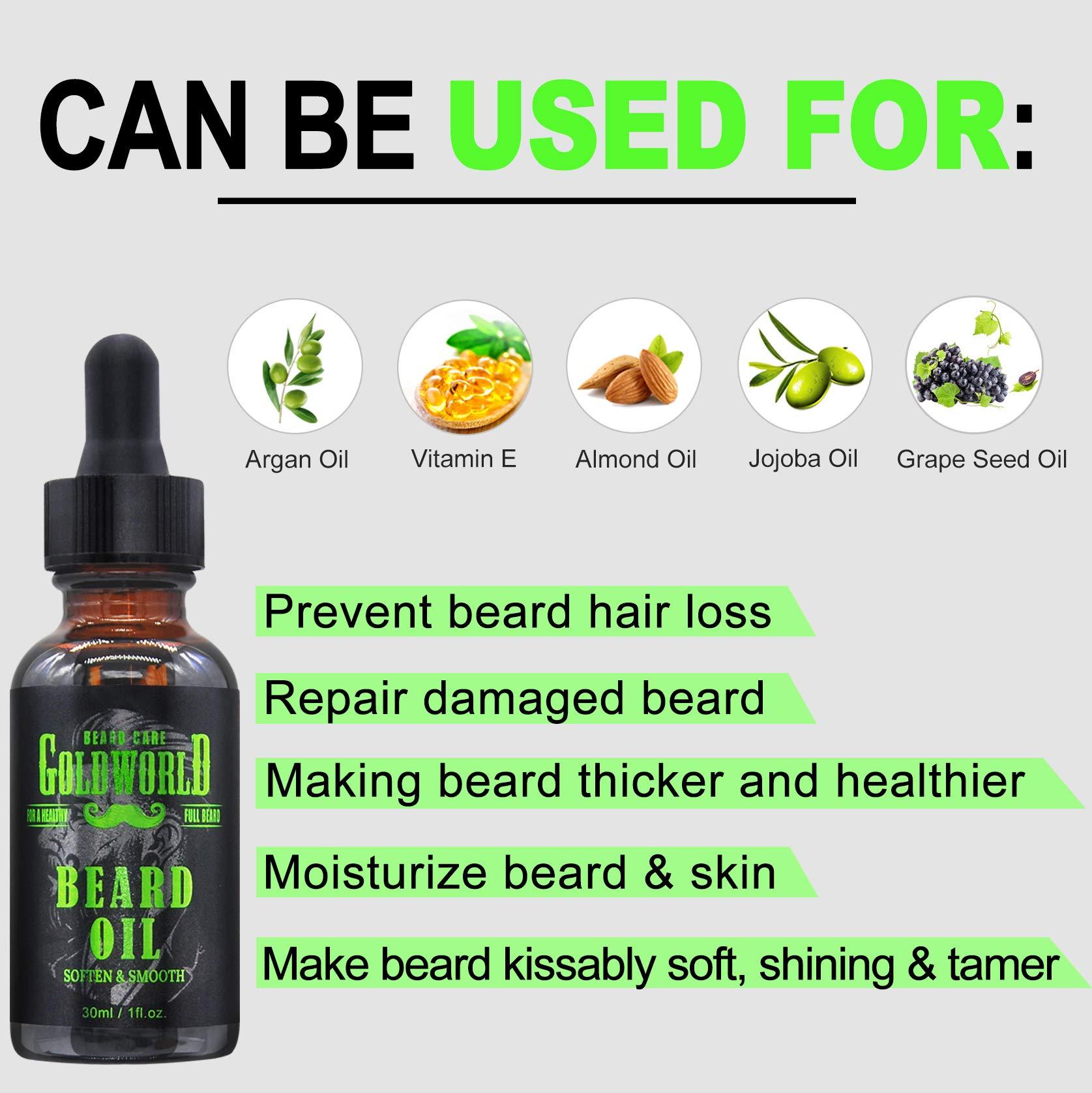 GoldWorld Beard Kit Beard Grooming Kit w/Beard Wash/Shampoo Beard Oil Balm Brush Comb Scissor Bag e-Book Christmas Stocking Stuffers Gifts Ideas for Men Him Dad Boyfriend Husband Mens