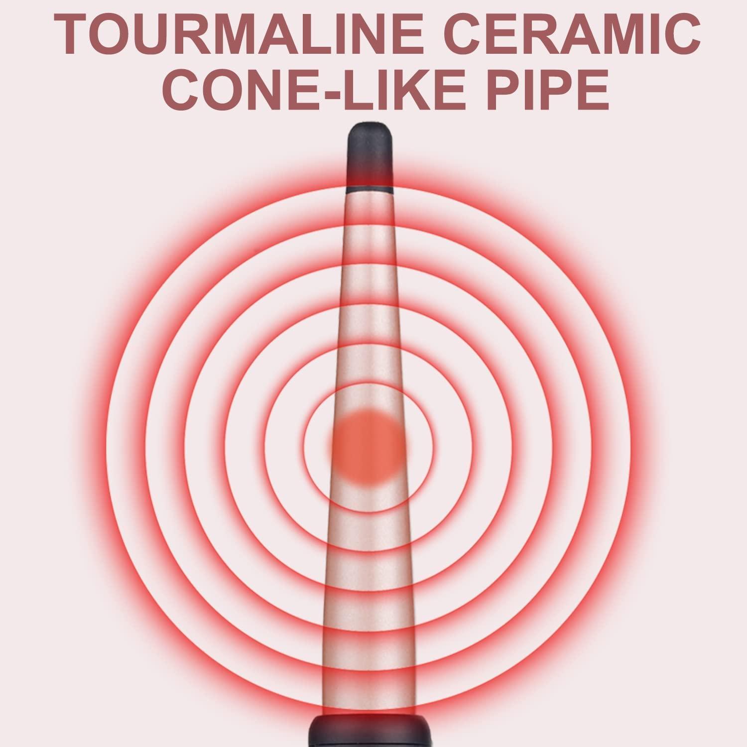 JAETON Curling Wand Iron, 1.25 Inch Tapered Curling Wand Large Ceramic Barrel for Natural Curls, Adjustable Temperature, Includes Glove