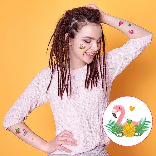 HINZIC HINZIC 20 Sheets Cute Animal Temporary Tattoo for Kids Play, Vinyl Waterproof Flamingo Summer Cartoon Tattoos Stickers for Children Party Makeup Cosplay Drama Shows