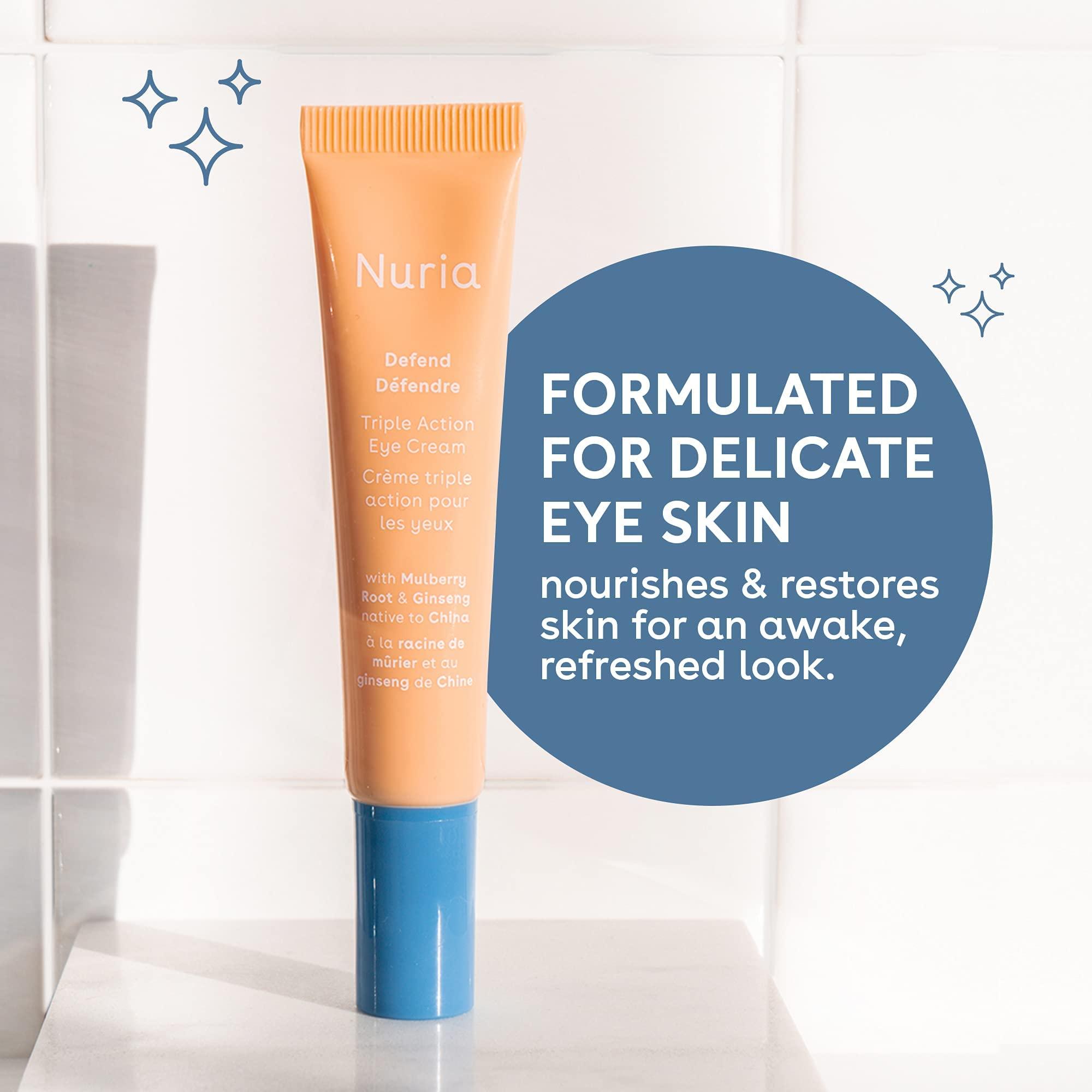 Nuria Nuria - Defend Triple Action Eye Cream for Dark Circles, Puffiness and Fine Lines, Nourishing Under Eye Cream with Ginseng and Mulberry Root, 15mL/0.5 fl oz