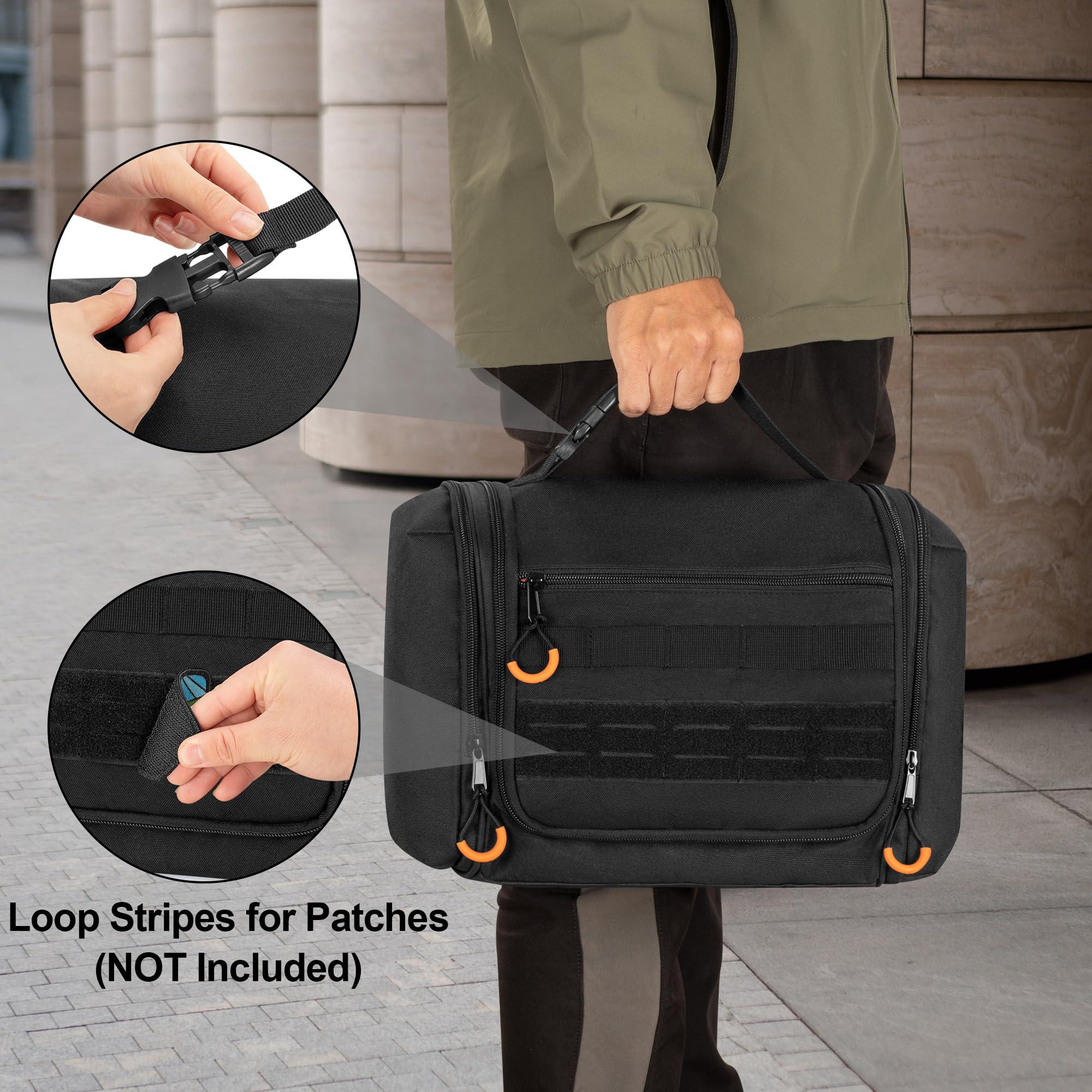 Prokva Prokva Tactical Toiletry Travel Bag for Men, Hanging Dopp Kit Hygiene Bag Shower Organizer with Hook for Toiletries and Shaving Care, Black (Empty Bag)