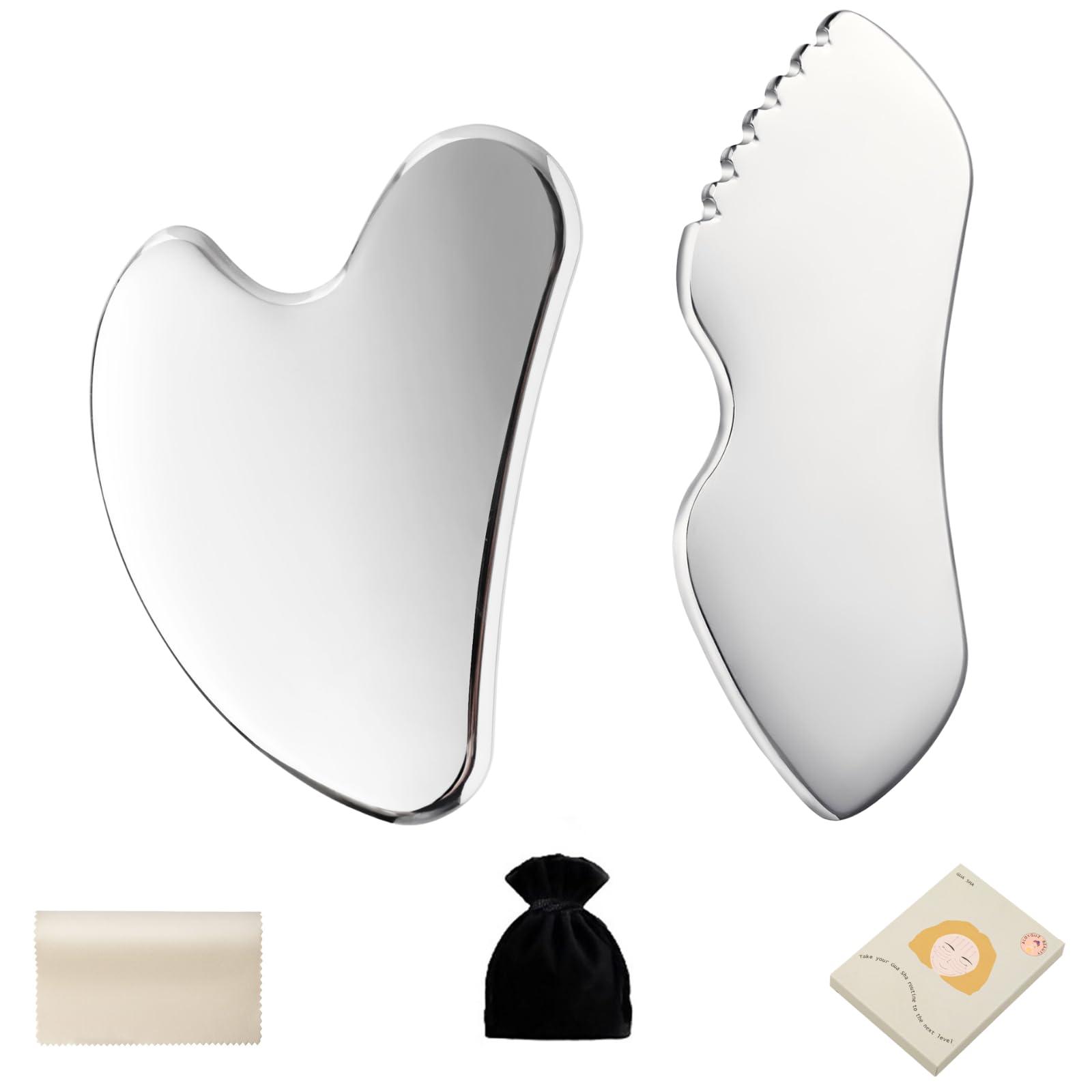 ALOYGUZ ALOYGUZ Stainless Steel Gua Sha Set Face Massager Metal Gua Sha Facial Tools Body Lymphatic Drainage Massager Face Guasha Face Sculpting Tool Skin Care Set Gifts for Women for Christmas