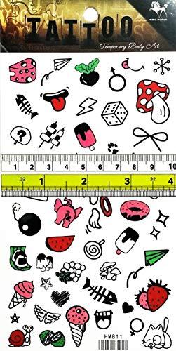 PARITA Waterproof Tattoos PARITA Tattoos Fake Cupcake Hamburger ice Cream Strawberry Watermelon Food Cartoon Temporary Tattoo Stickers Body Arm Shoulder Chest Bottom & Back Make Up for Guys Men Women Teens (1 Sheet.) (13)