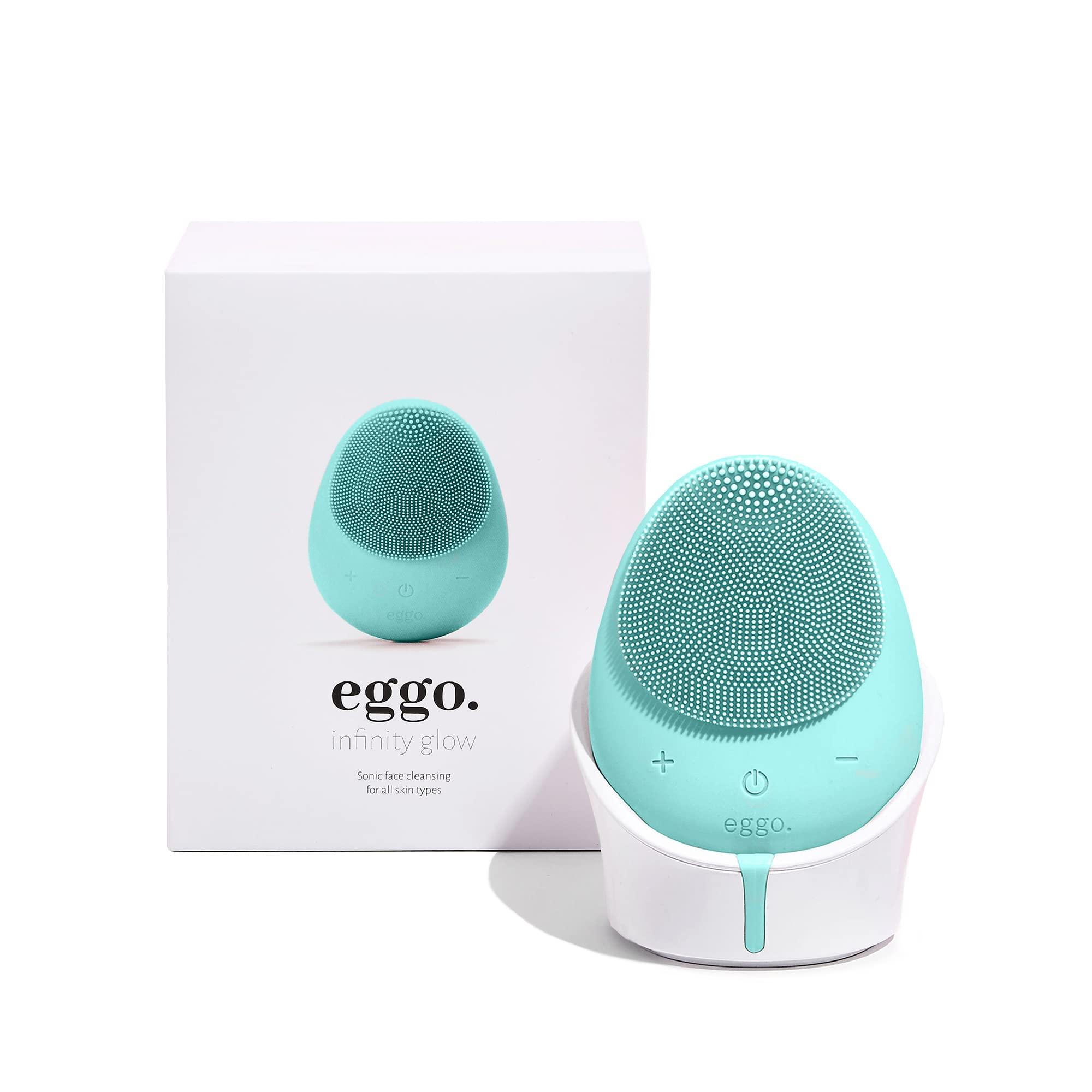 eggo Eggo Sonic Facial Device - Electric Cleanser & Exfoliator, Vibrating Massager, Silicone Brush for All Skins, Deep Clean, Anti-Aging, Waterproof, Rechargeable Tool (Turquoise)
