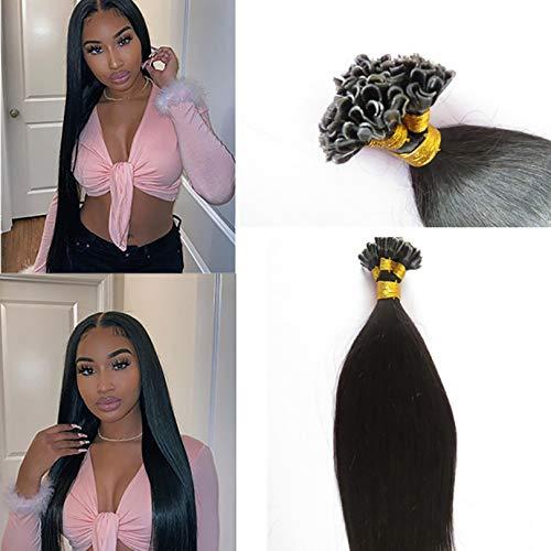 RJ HAIR RJ HAIR Silky Straight U Tip Hair Keratin Fusion Human Hair Extensions 1g/s 30inch Long Brazilian U Nail Pre Bonded Hair (30inch 100strand, Natural Color)