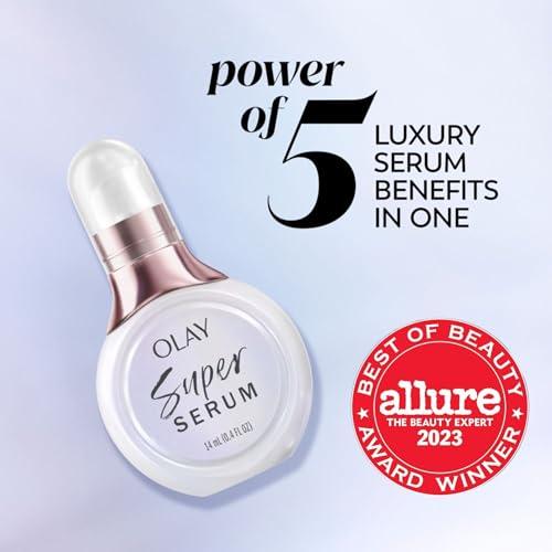 Olay Olay Super Serum - Vitamin C & E, Niacinamide, Collagen Peptide, AHA - Trial Size, Glass Skin Care for Face - Brightening, Hydrating, Firming, Evens Tone, Smooths Fine Lines, 0.4 Oz