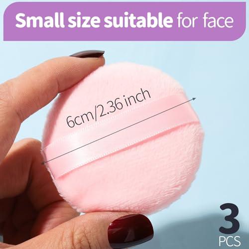 Teenitor Teenitor 3Pcs Pink Powder Puff, Powder Puffs, 2.36 Inch Setting Powder Puff,Powder Puffs for Face Powder Soft Powder Applicator for Loose Pressed Powder, Face Puff Makeup Puff Small with 3 Cases