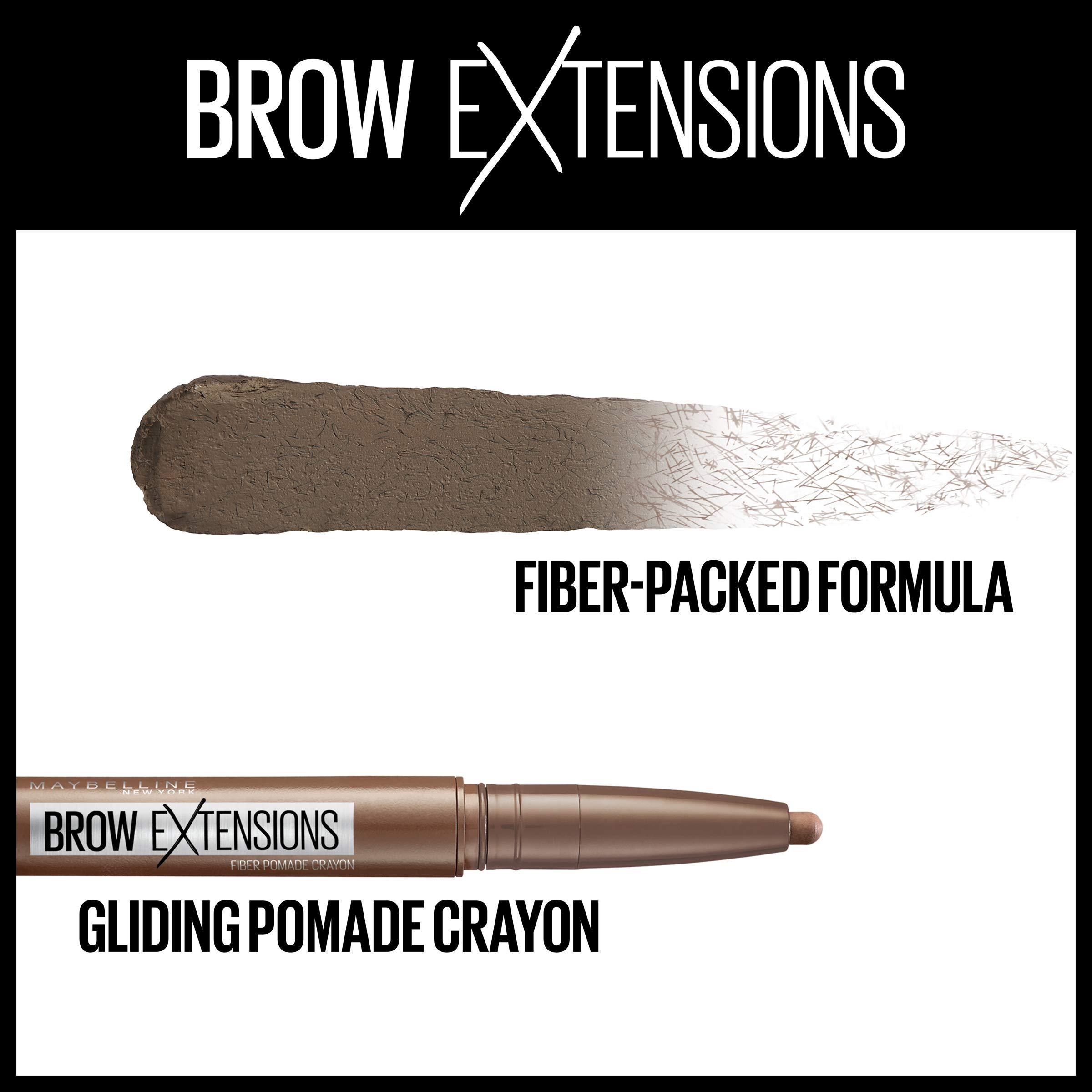 Maybelline New York Maybelline Brow Extensions Fiber Pomade Crayon Eyebrow Makeup, Medium Brown, 1 Count