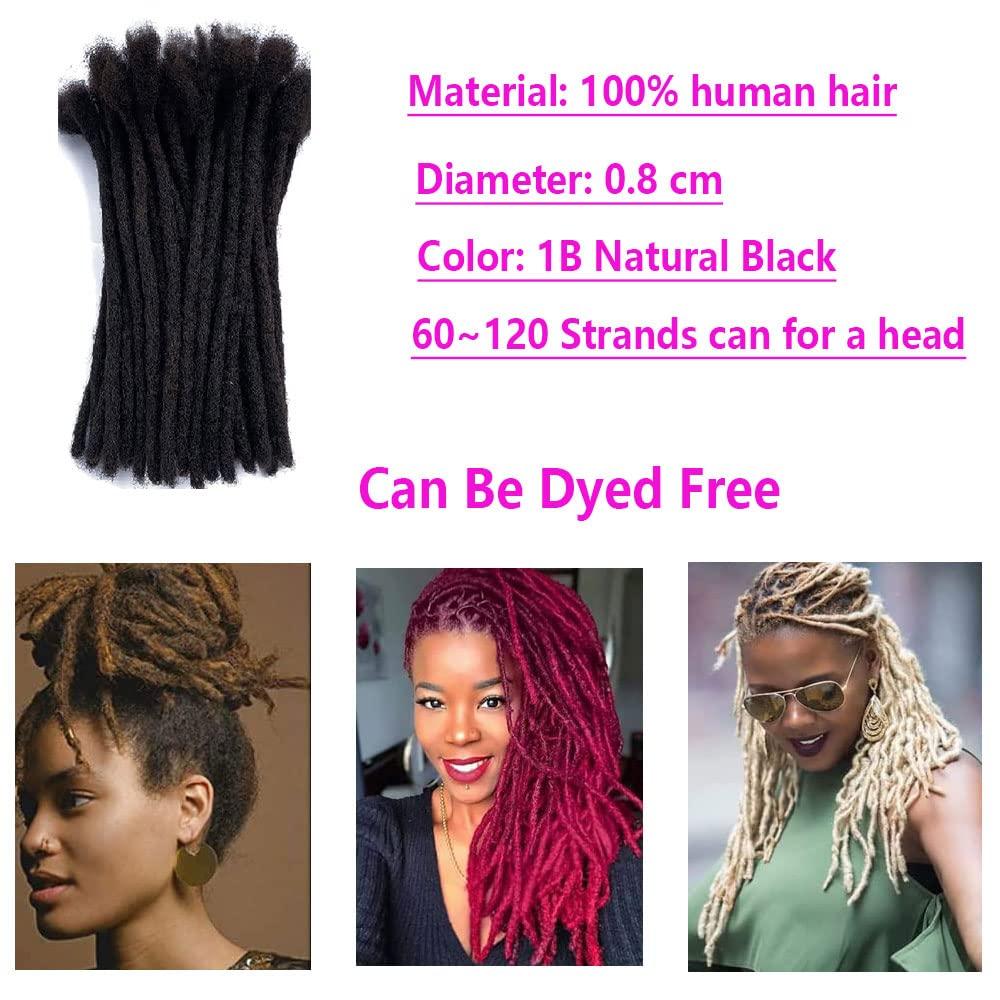 Kbeth Kbeth 0.8cm Diameter Loc Extension 100% Human Hair Dreadlock Extensions for Man/Women Full Head Handmade loc Extensions Bundles Can Be Dyed Bleached Curled and Twisted 0.8cm 8 Inch 60 Strands