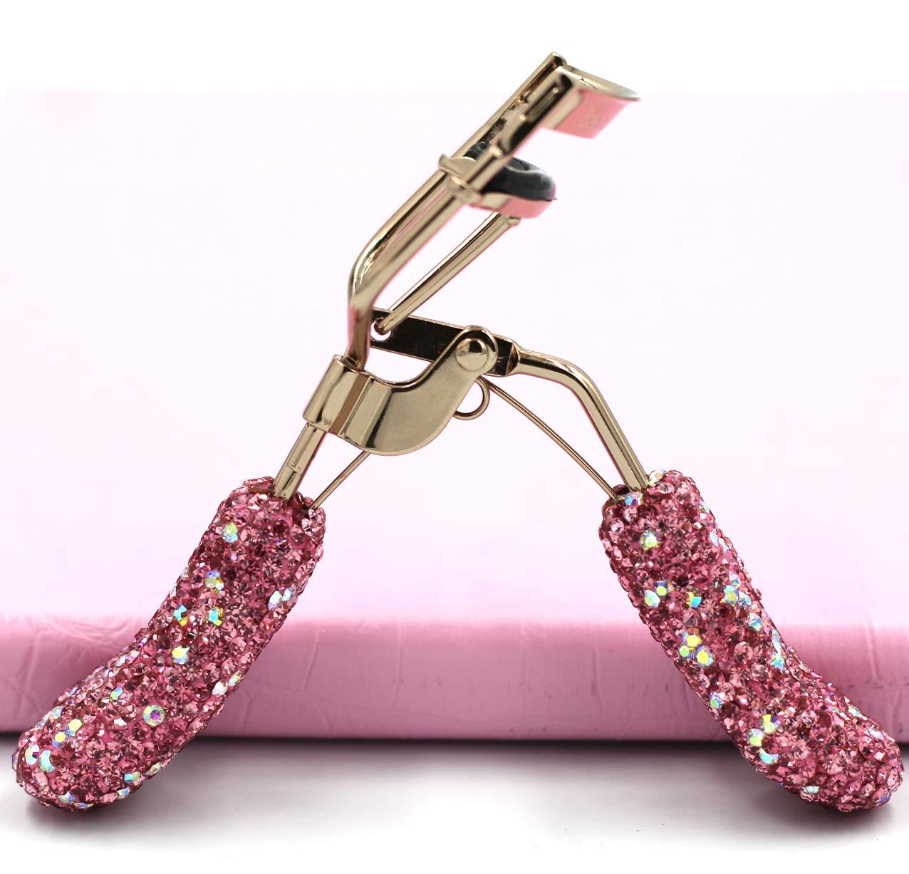 Bestbling Bestbling Bling Makeup Eyelash Curler with Refill Silicone Pressure Pads and Spring Loaded for No Pinching or Pulling (Pink)