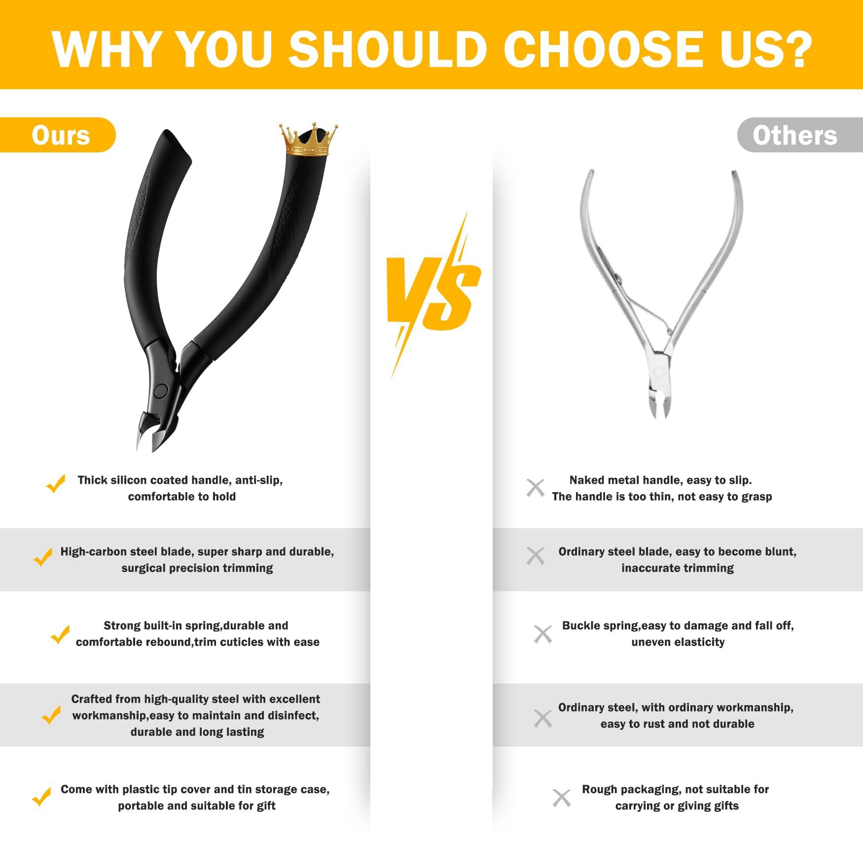 BEZOX BEZOX Cuticle Trimmer for Salon-Worthy Nails - Professional Half Jaw (5 mm) Cuticle Clippers with Anti-slip Silicon Handle, Precision Cuticle Cutters Premium Manicure Tool - Dark