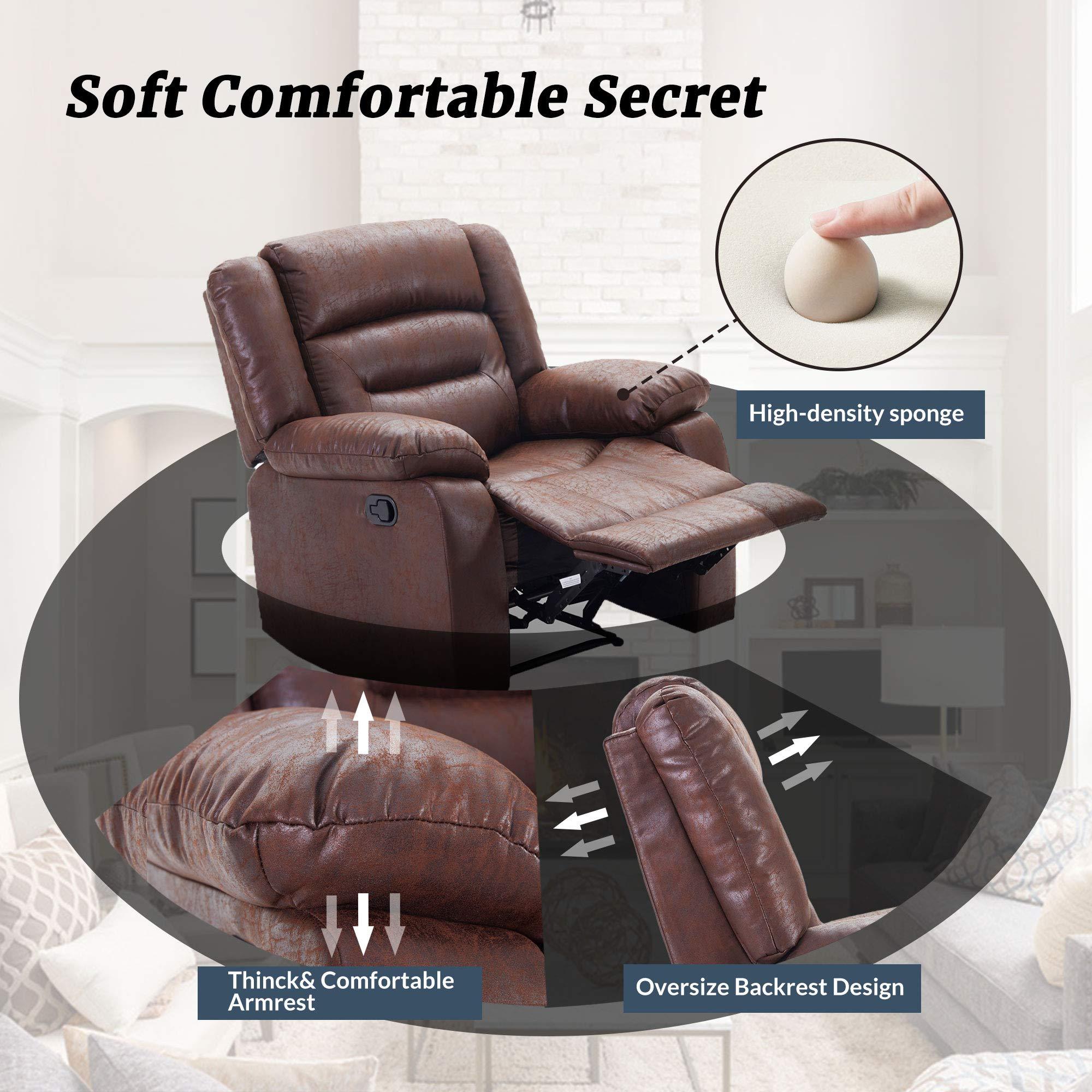 ele ELEOPTION ele ELEOPTION Massage Chair, Recline Chair with Heated Brown PU Leather Ergonomic Massage Lounge,135 Degree Recline Sofa for Elderly