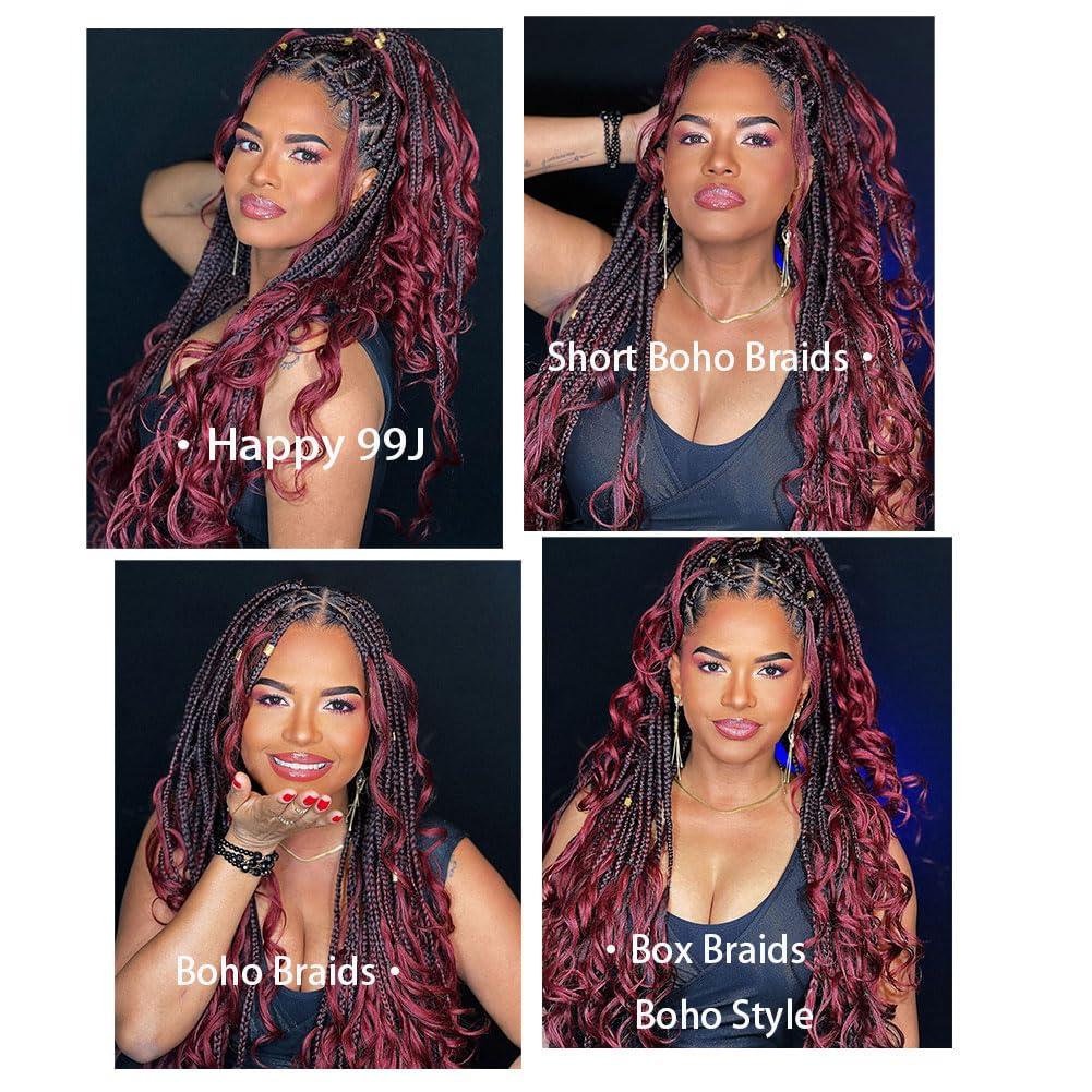 LUXLUSH Burgundy Human Braiding Hair 16 Inch 50 g 1 Bundle Deep Water Wave Bulk Human Hair for Braiding Curly Human Hair for Boho Braids Wet and Wavy Human Hair Extensions No Weft Micro Braiding Hair