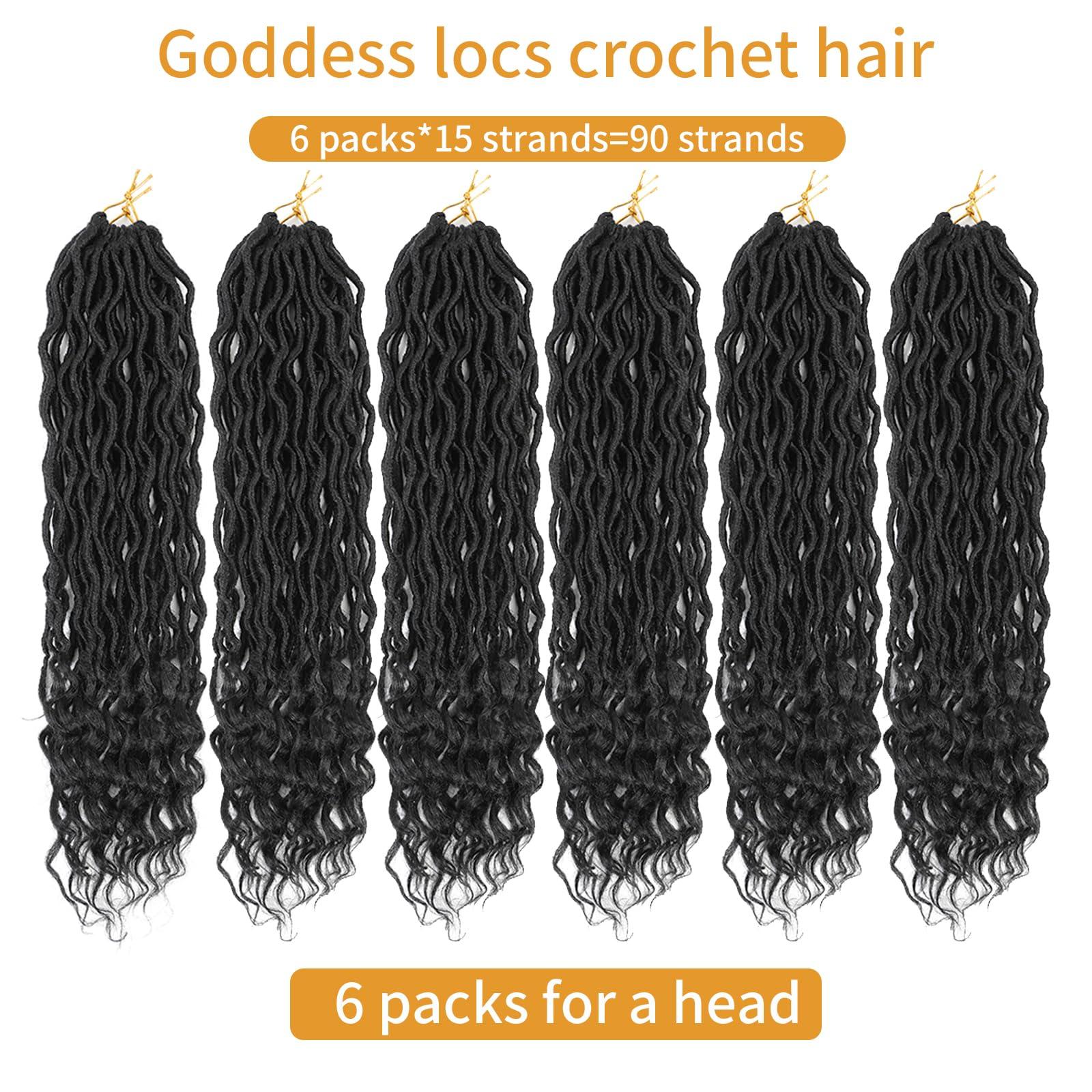 Cohariss Short Faux Locs Crochet Hair Pre Looped 12 Inch 6 Packs Goddess Locs Crochet Hair Soft Faux Locs with Curly Ends(12 Inch,6 Packs,1B)